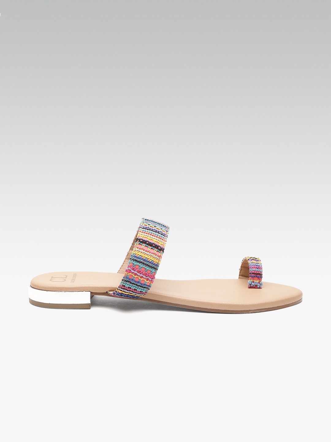 

Carlton London Women Blue & Pink Embroidered One Toe Flats