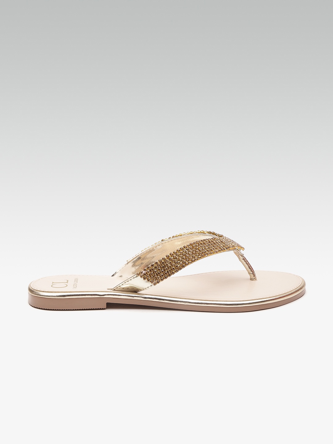 

Carlton London Women Gold-Toned Embellished Open Toe Flats
