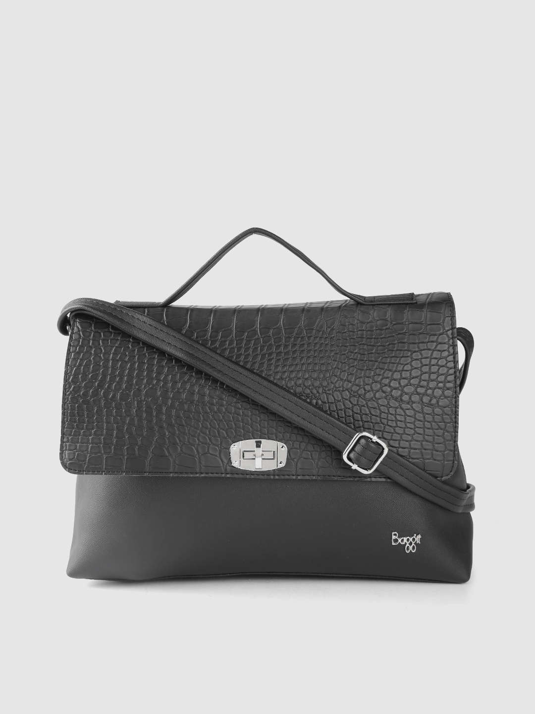 

Baggit Black Croc Pattern Satchel
