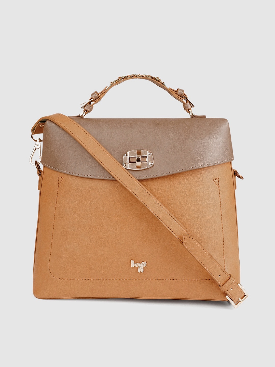 

Baggit Grey & Mustard Yellow Colourblocked Satchel