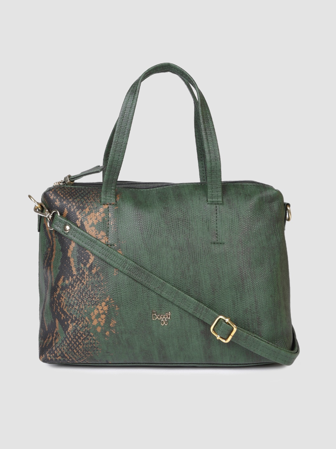 

Baggit Women Olive Green Textured Handheld Bag