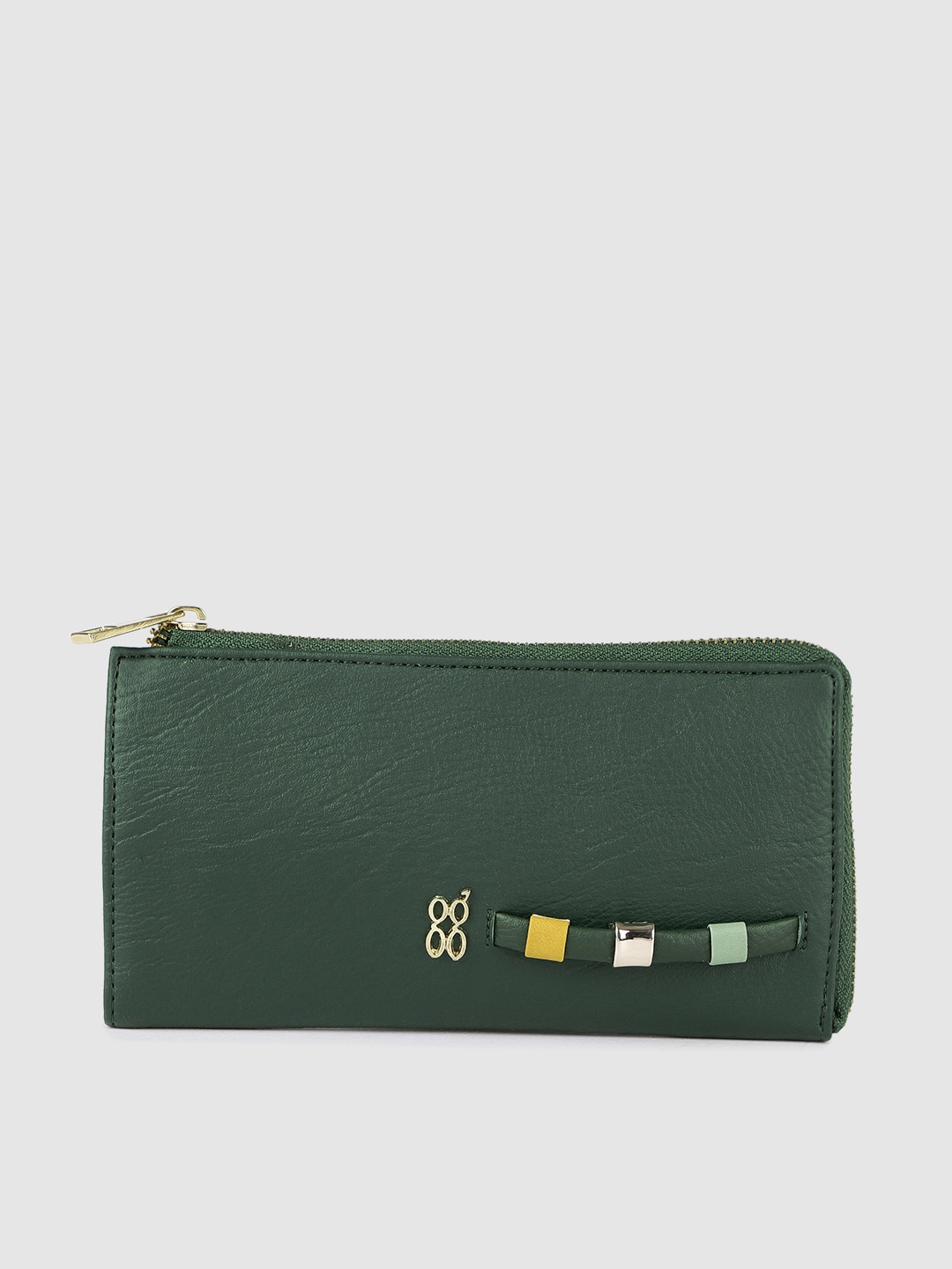 

Baggit Women Olive Green Solid Zip Around Wallet