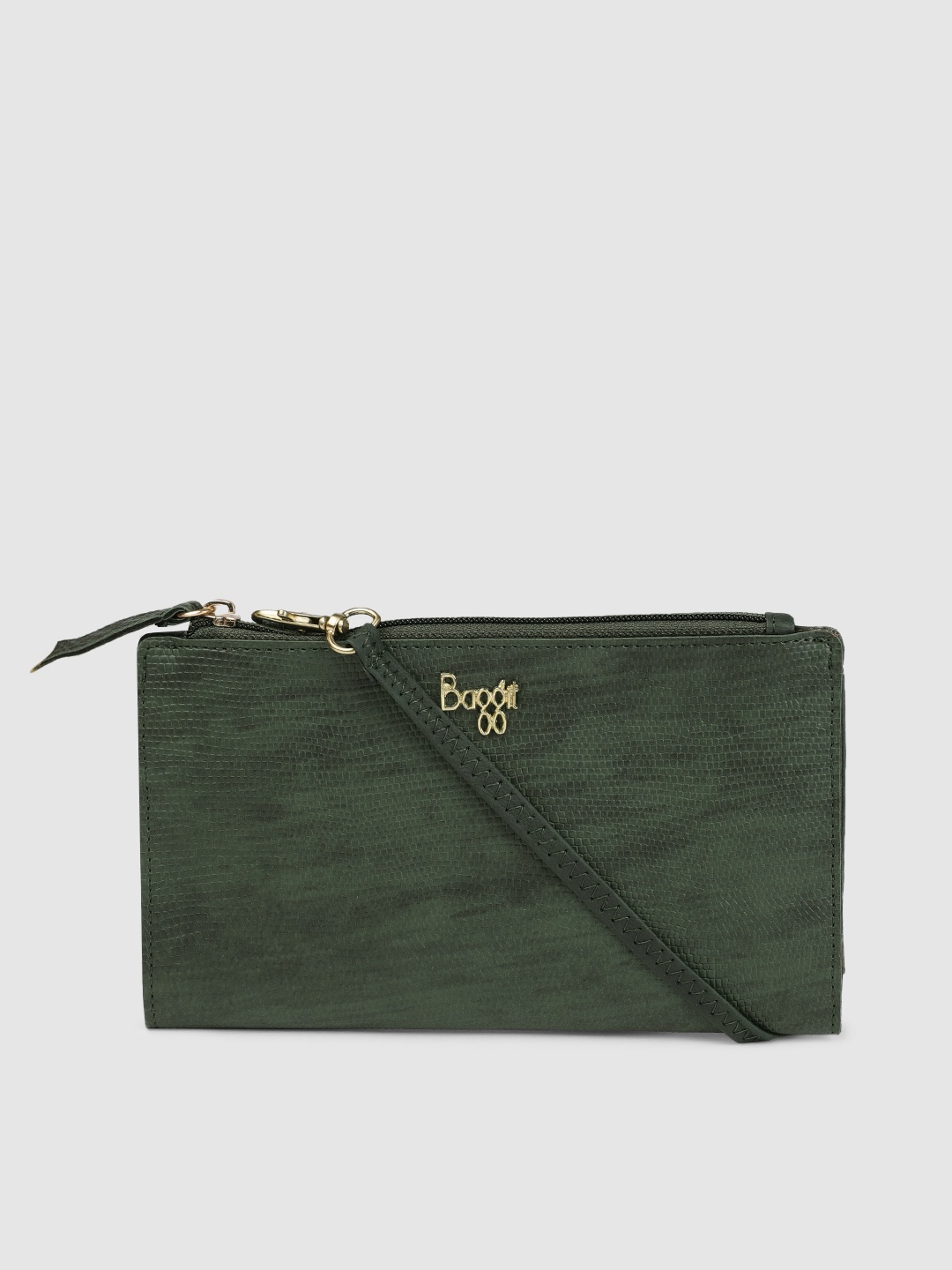 

Baggit Women Olive Green Textured Mag Beads Two Fold Wallet