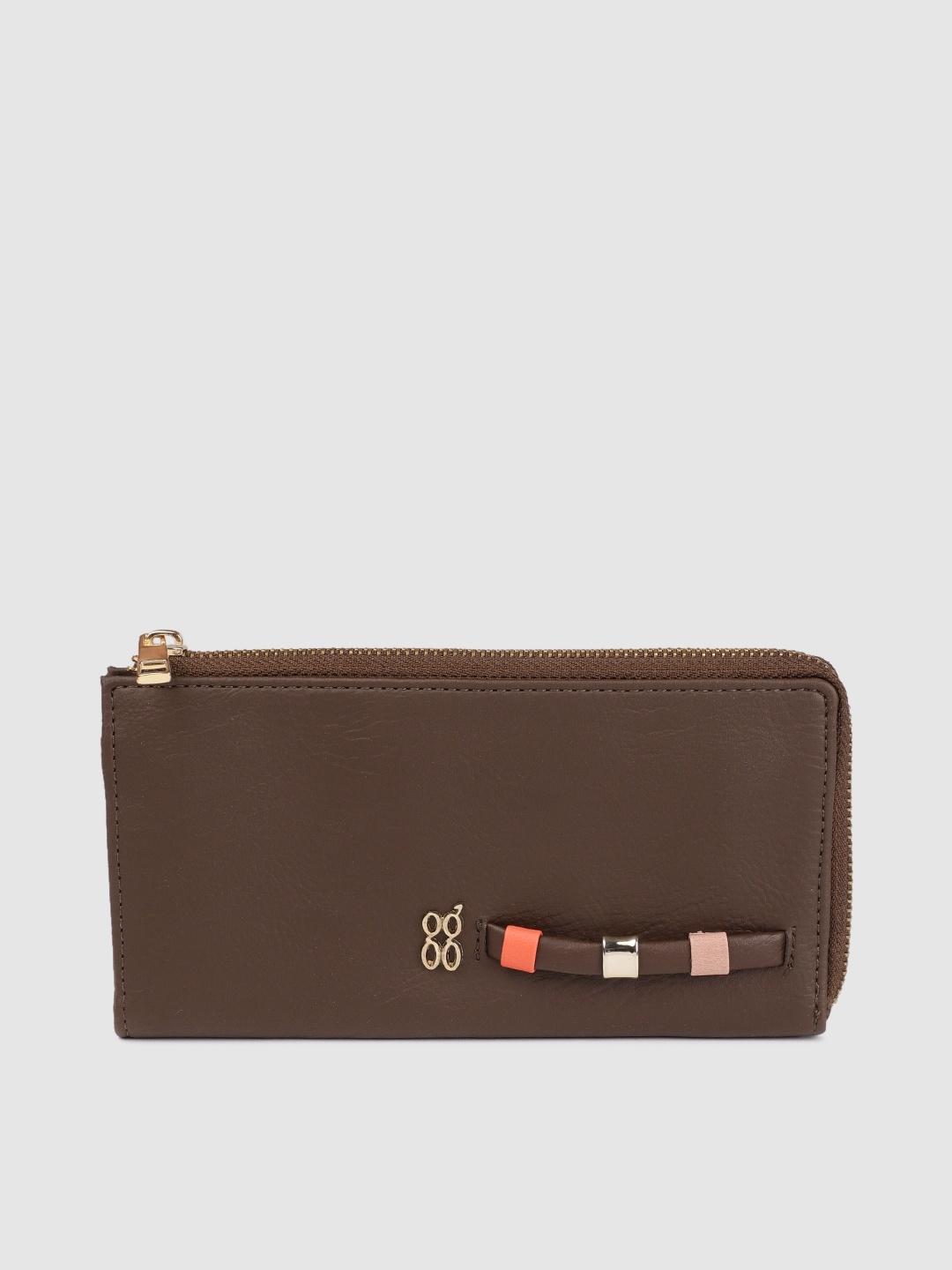 

Baggit Women Brown Solid ORIO AMARO Zip Around Wallet