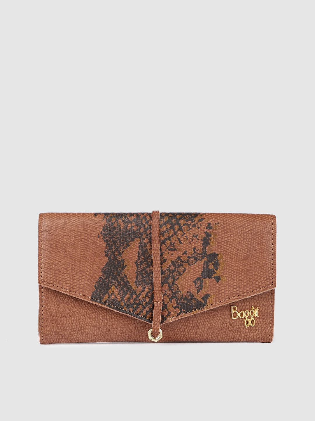 

Baggit Women Mustard Brown Textured Three Fold Wallet