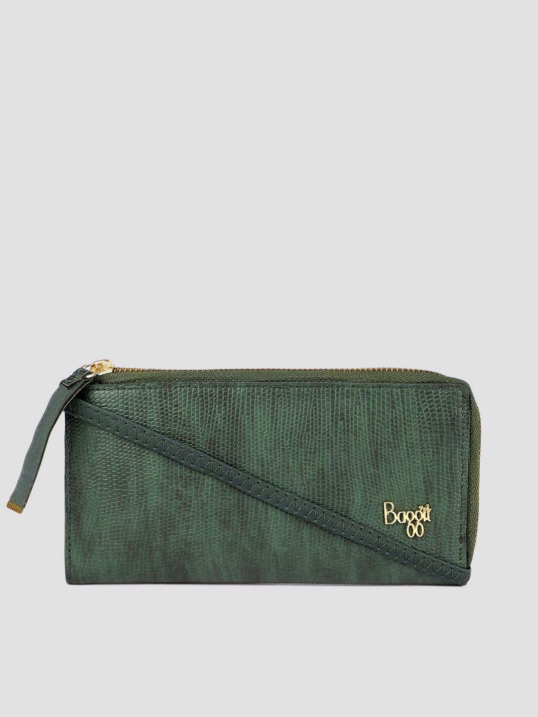 

Baggit Women Olive Green Textured Zip Around Wallet