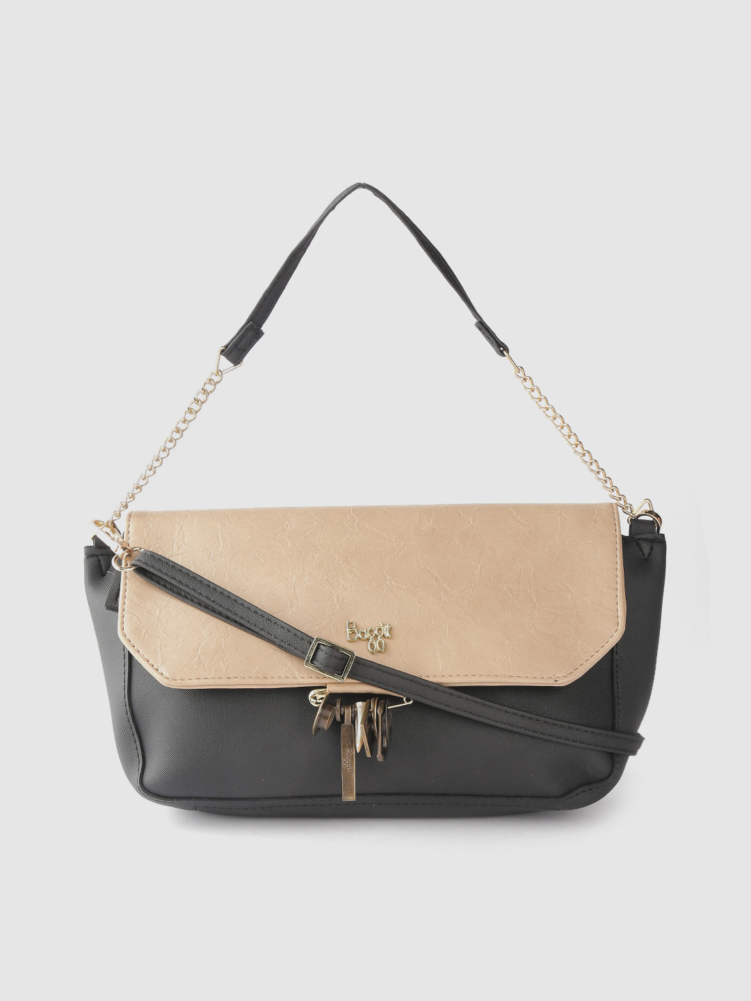 

Baggit Black & Beige Colourblocked Shoulder Bag