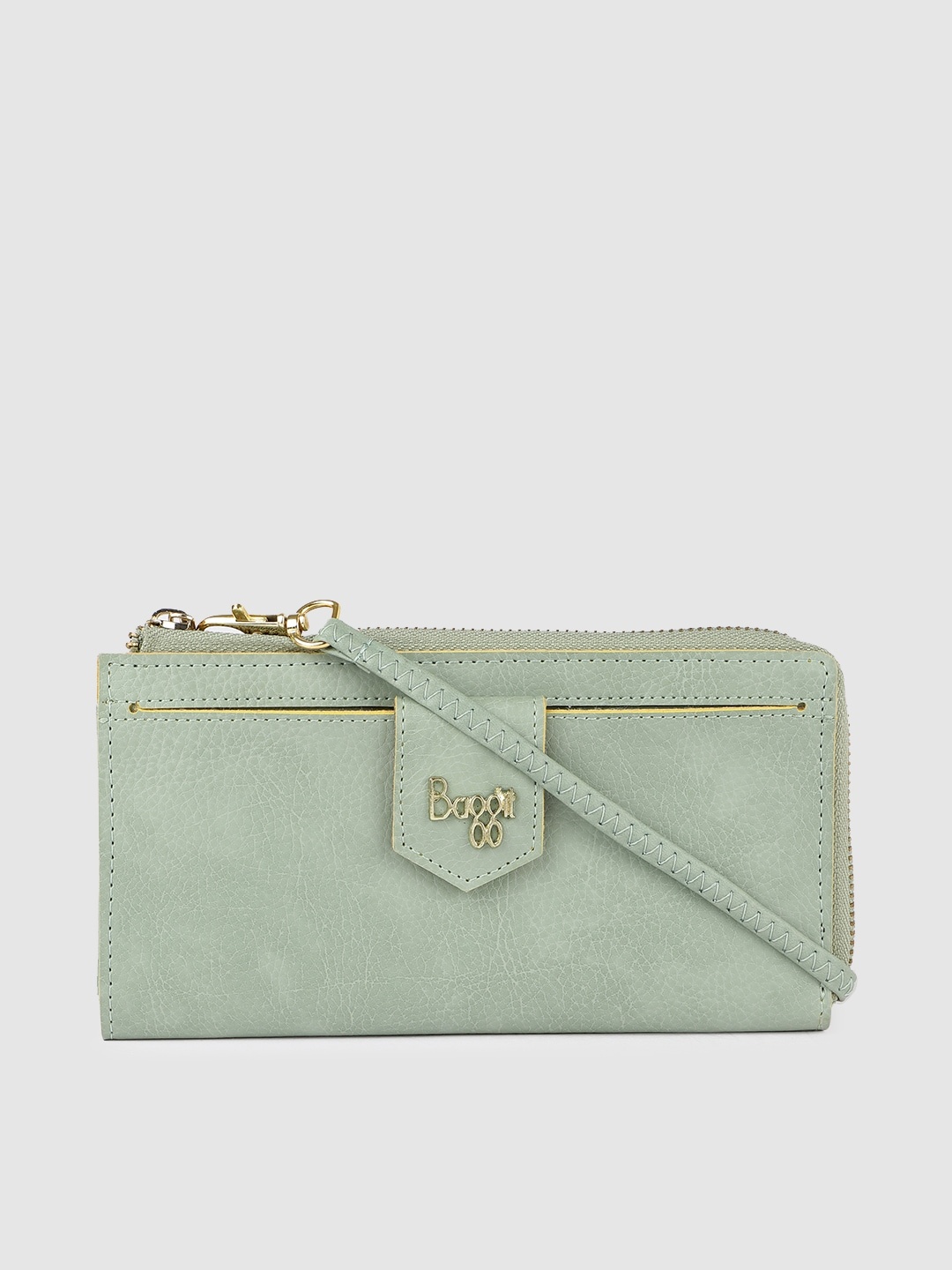 

Baggit Women Green Solid Zip Around Wallet
