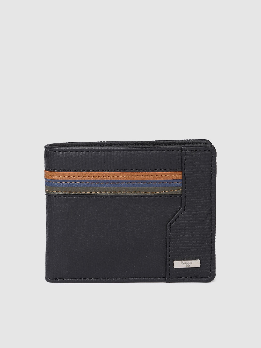 

Baggit Men Black Striped ORCHID1 LIZZY Two Fold Wallet