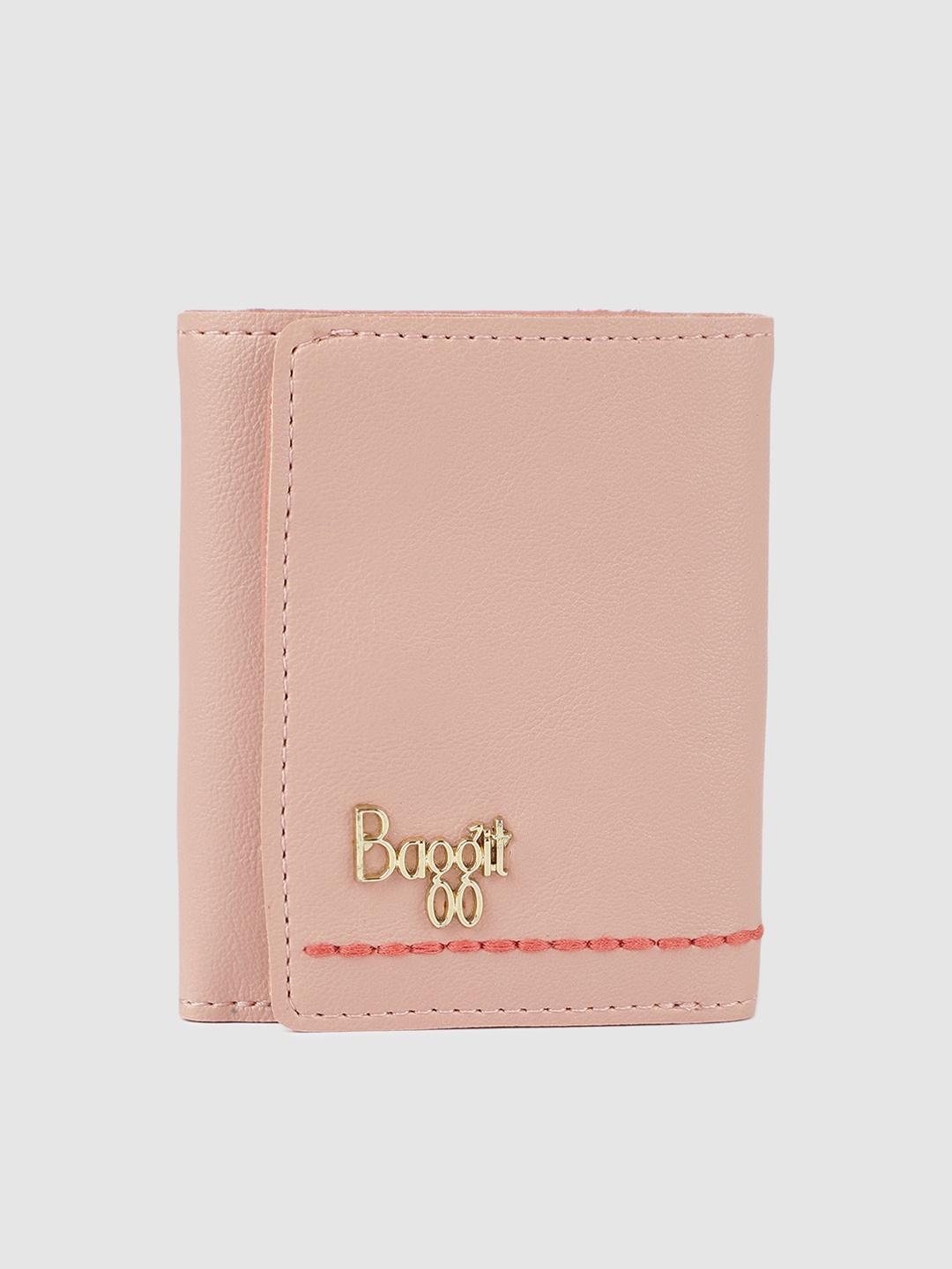 

Baggit Women Peach-Coloured Solid Three Fold Wallet