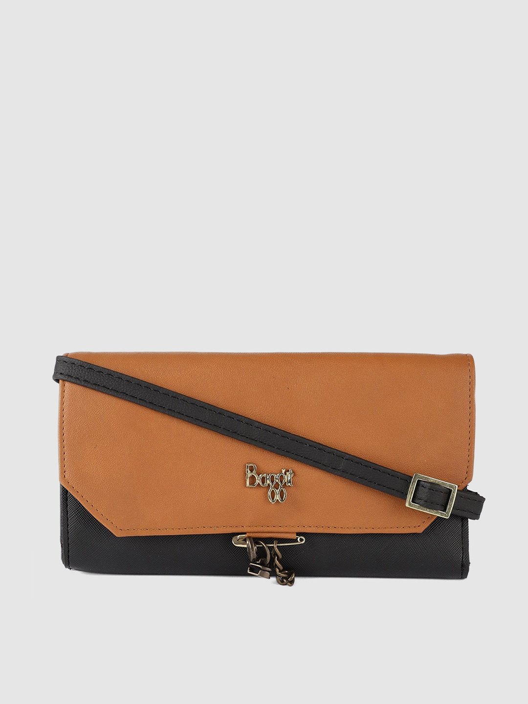 

Baggit Women Tan & Black Solid Two Fold Wallet