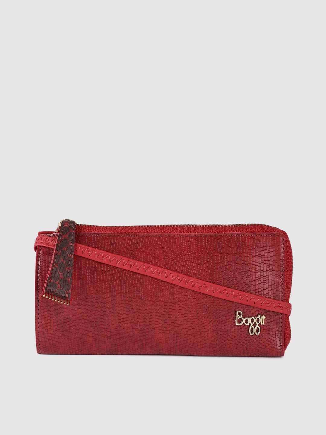 

Baggit Women Red Textured Zip Around Wallet
