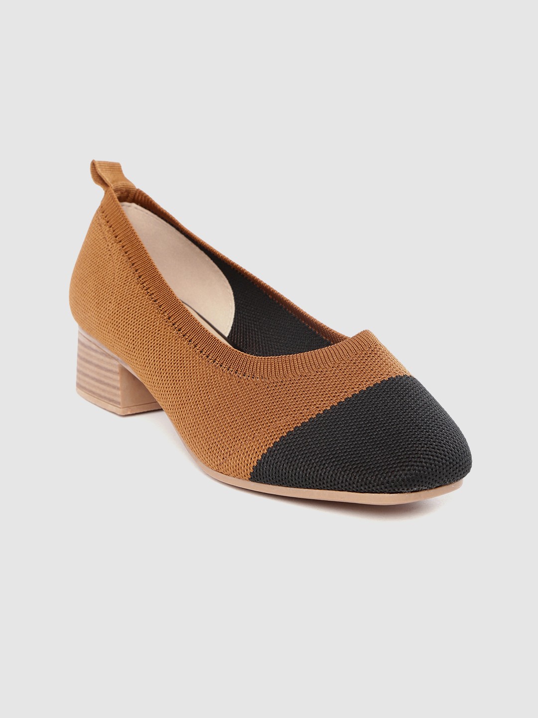 

Allen Solly Women Mustard Brown & Black Colourblocked Pumps