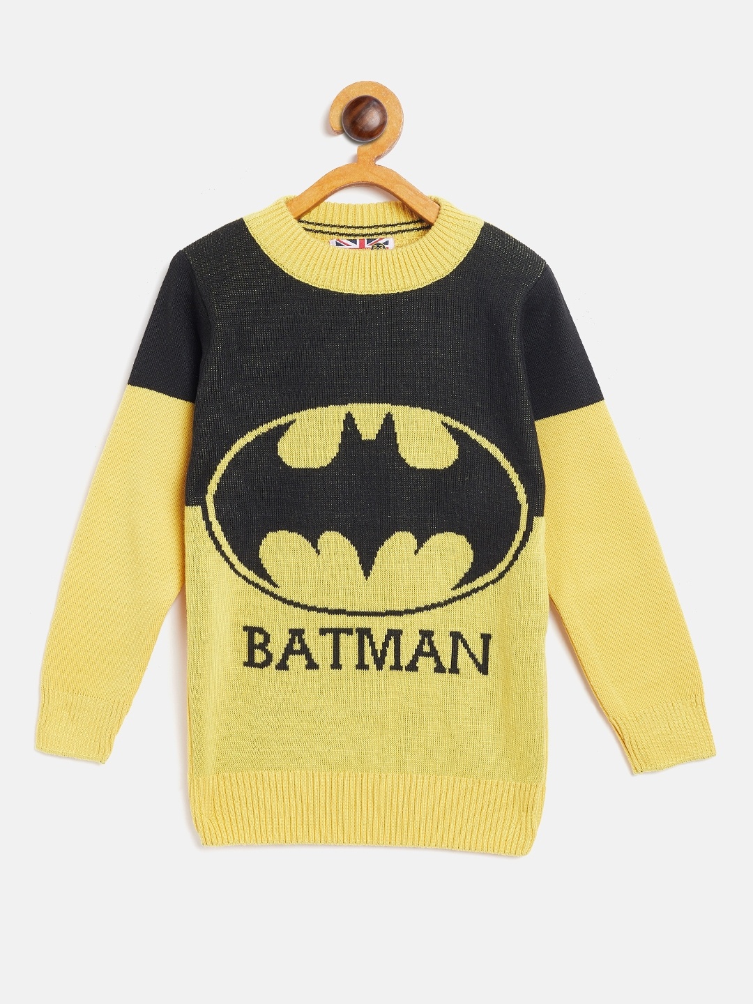

GAME BEGINS Boys Black & Yellow Self Design Sweater