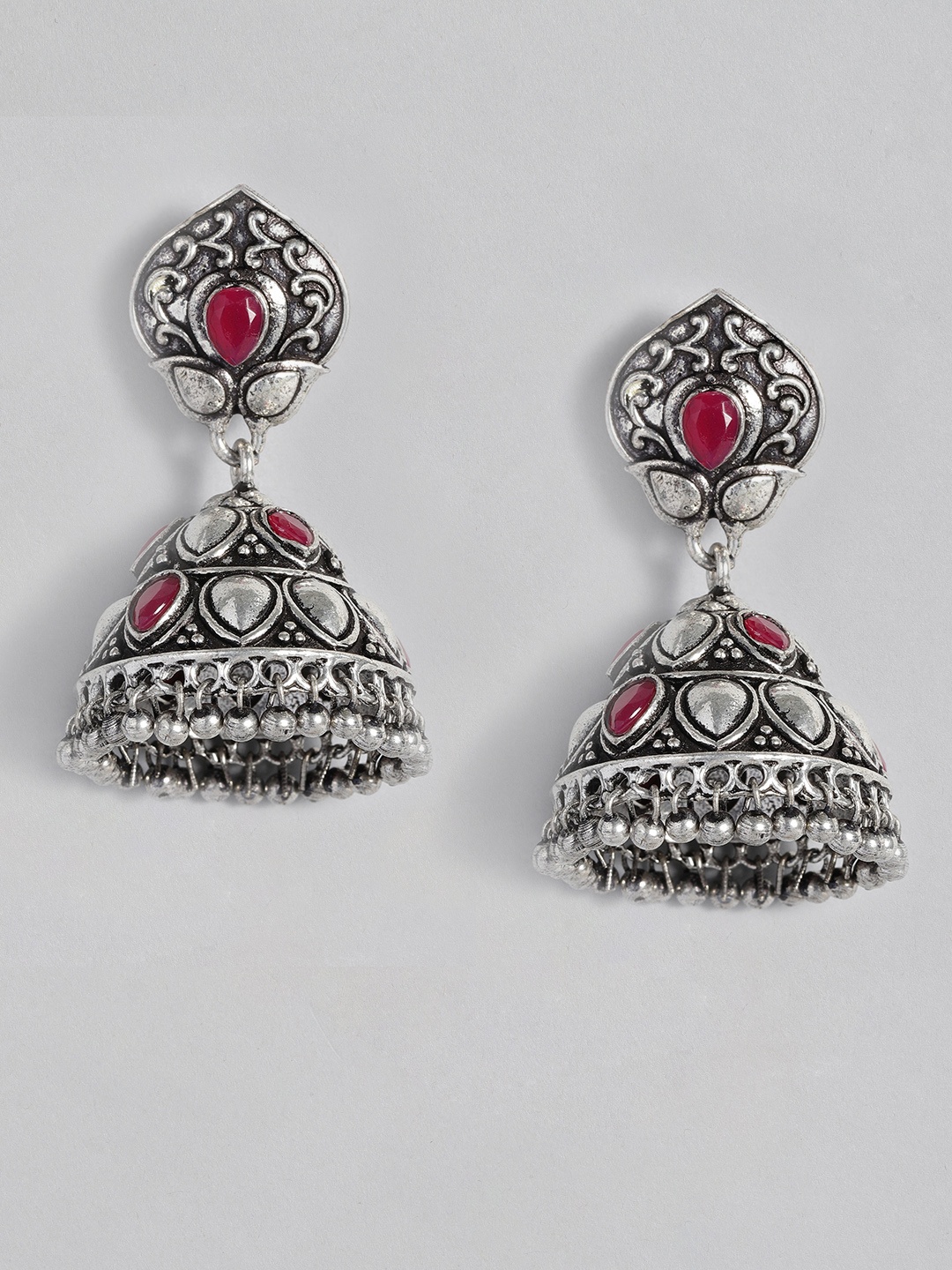 

justpeachy Oxidized Silver-Plated Dome Shaped Jhumkas