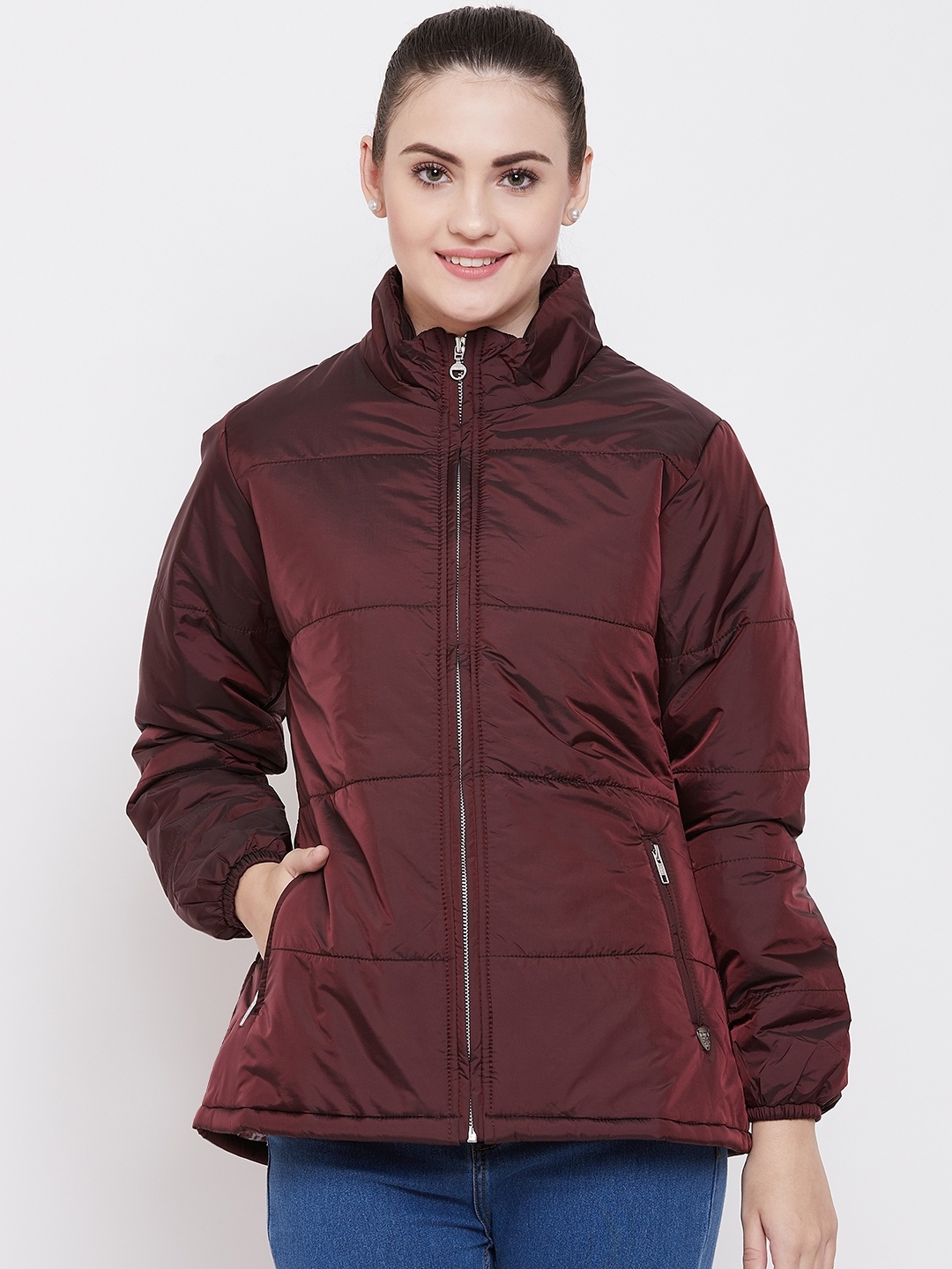 

Duke Women Maroon Solid Insulator Padded Jacket