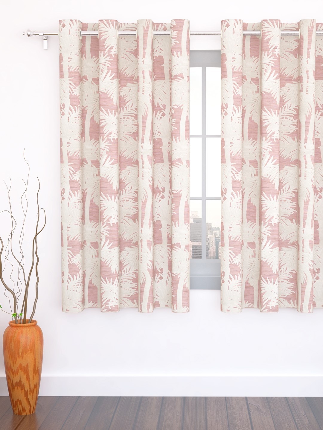 

Story@home Pink & White Jacquard Textured Single Window Curtain