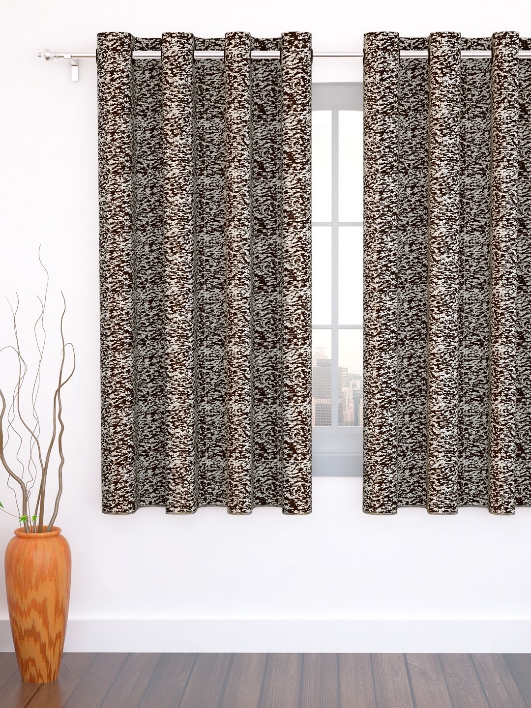 

Story@home Coffee Brown & White Jacquard Textured Single Window Curtain