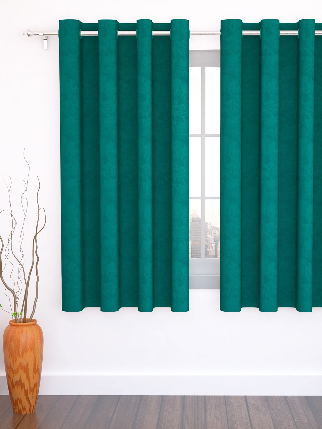 

Story@home Teal Green Jacquard Textured Single Window Curtain