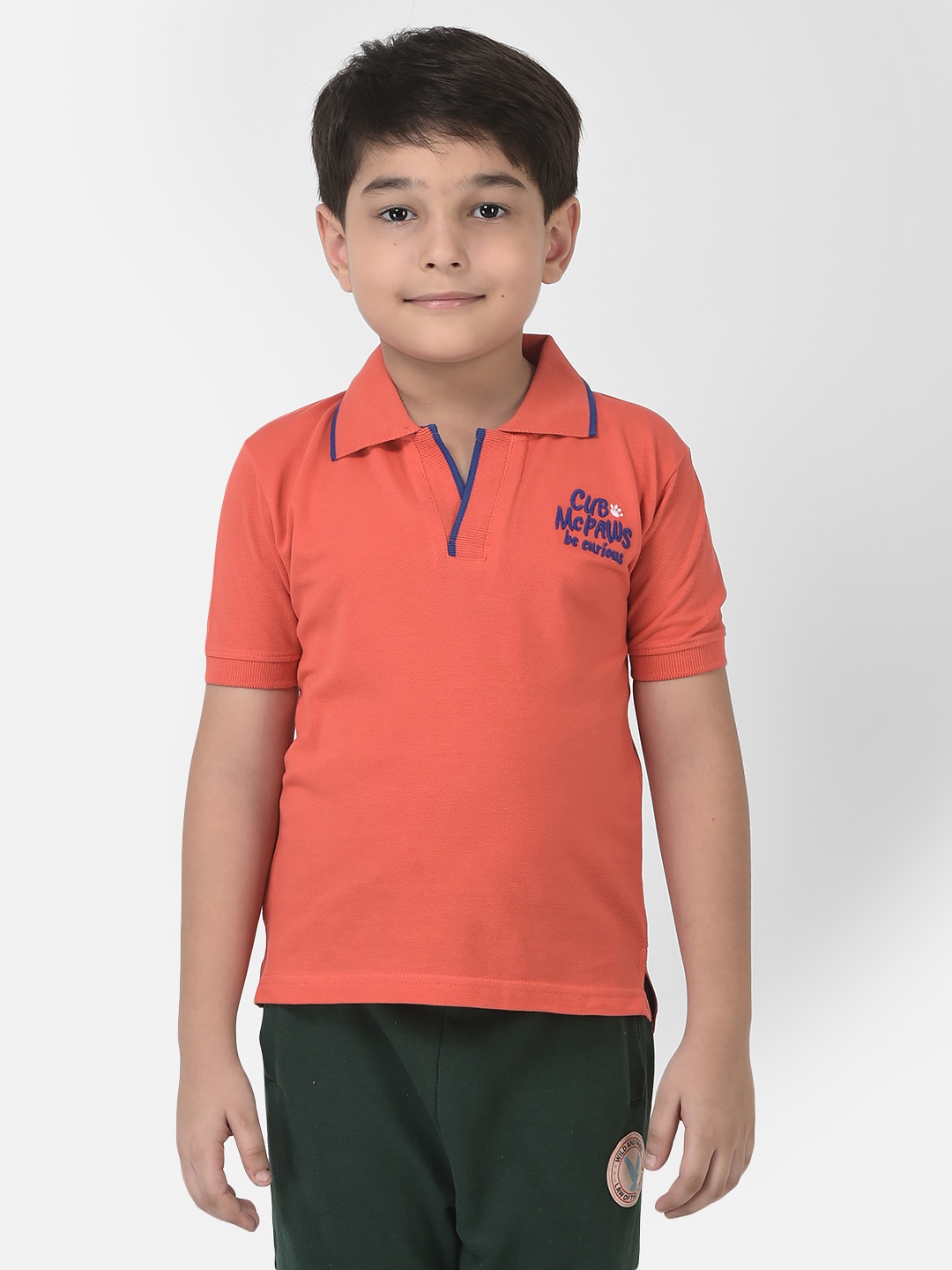 

Cub McPaws Boys Coral Solid Polo Collar T-shirt