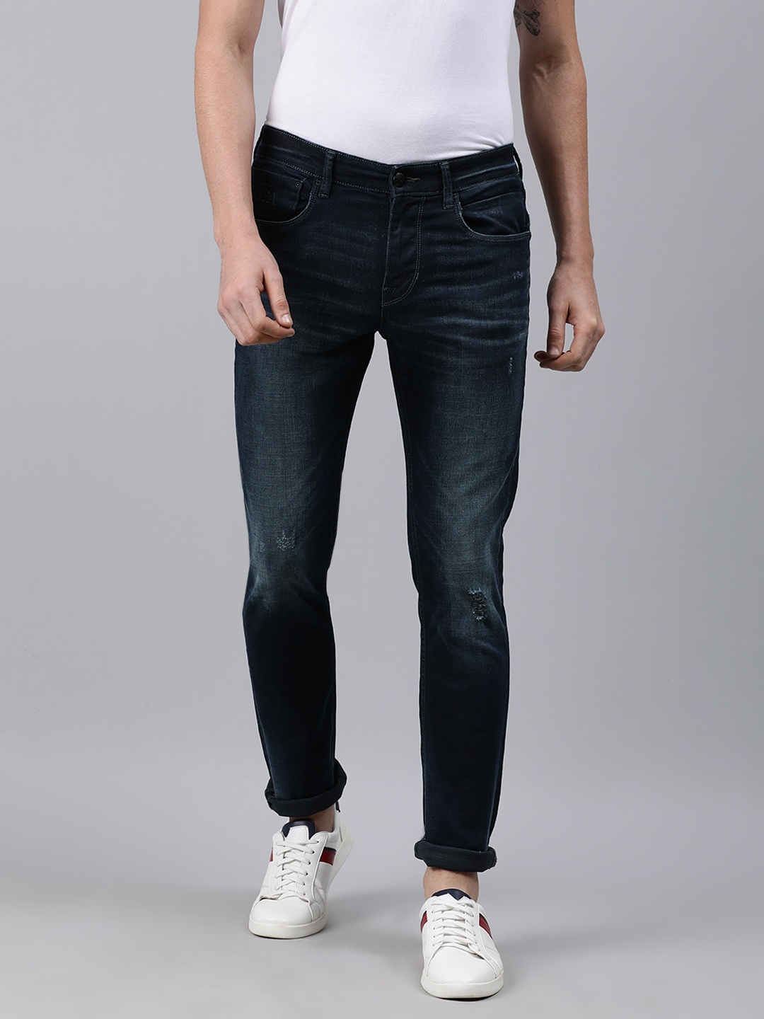

U.S. Polo Assn. Denim Co. Men Blue Regallo Skinny Mid-Rise Mildly Distressed Jeans