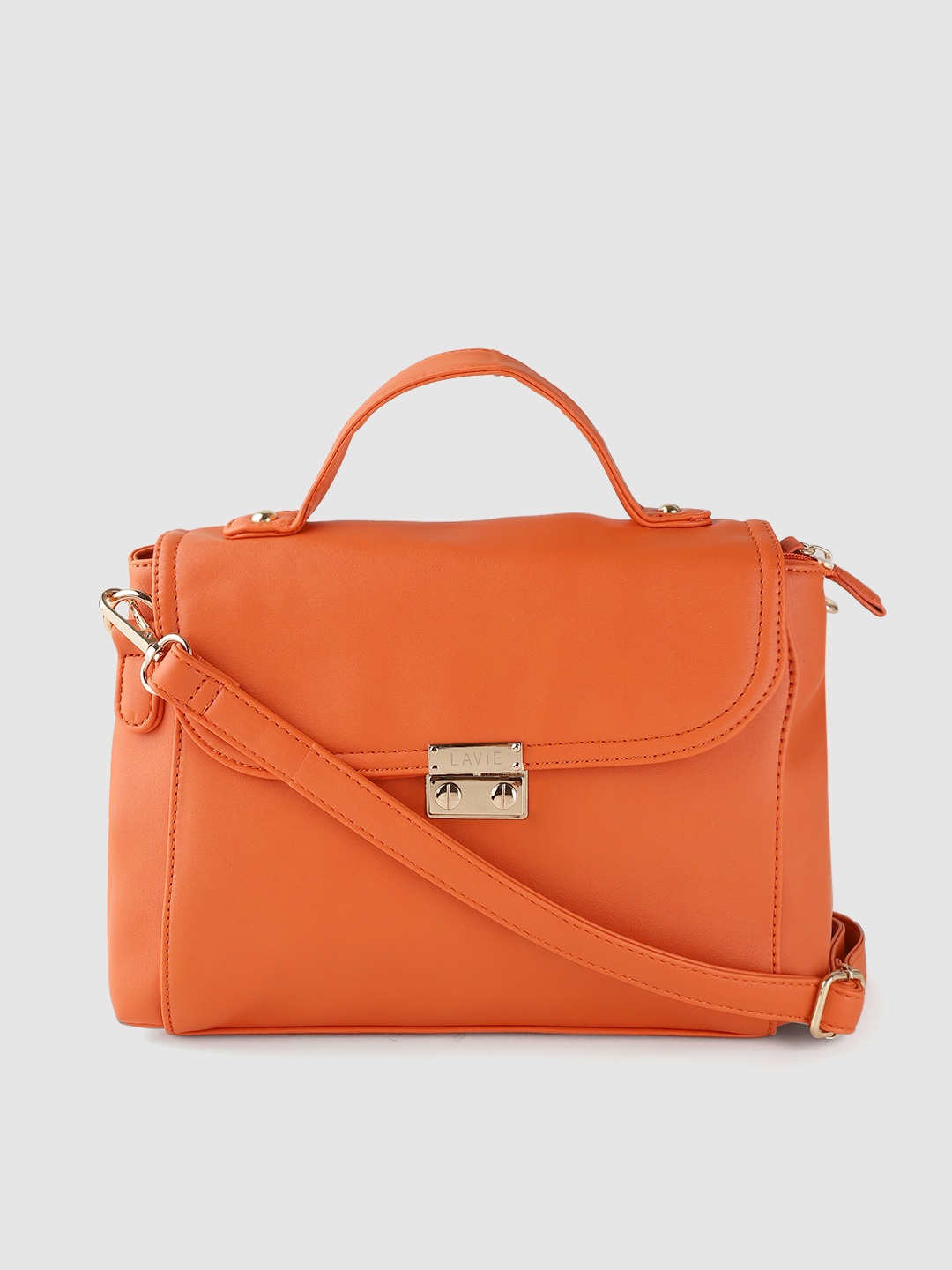 

Lavie Orange Solid Satchel Bag