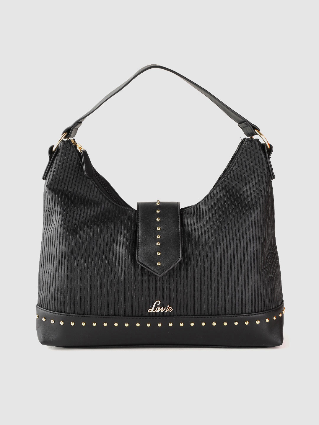 

Lavie Black Striped Hobo Bag