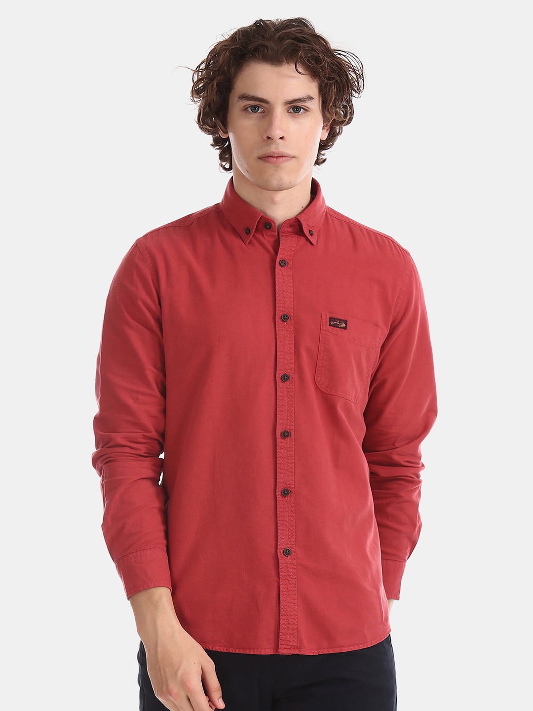 

U.S. Polo Assn. Denim Co. Men Red Solid Casual Shirt