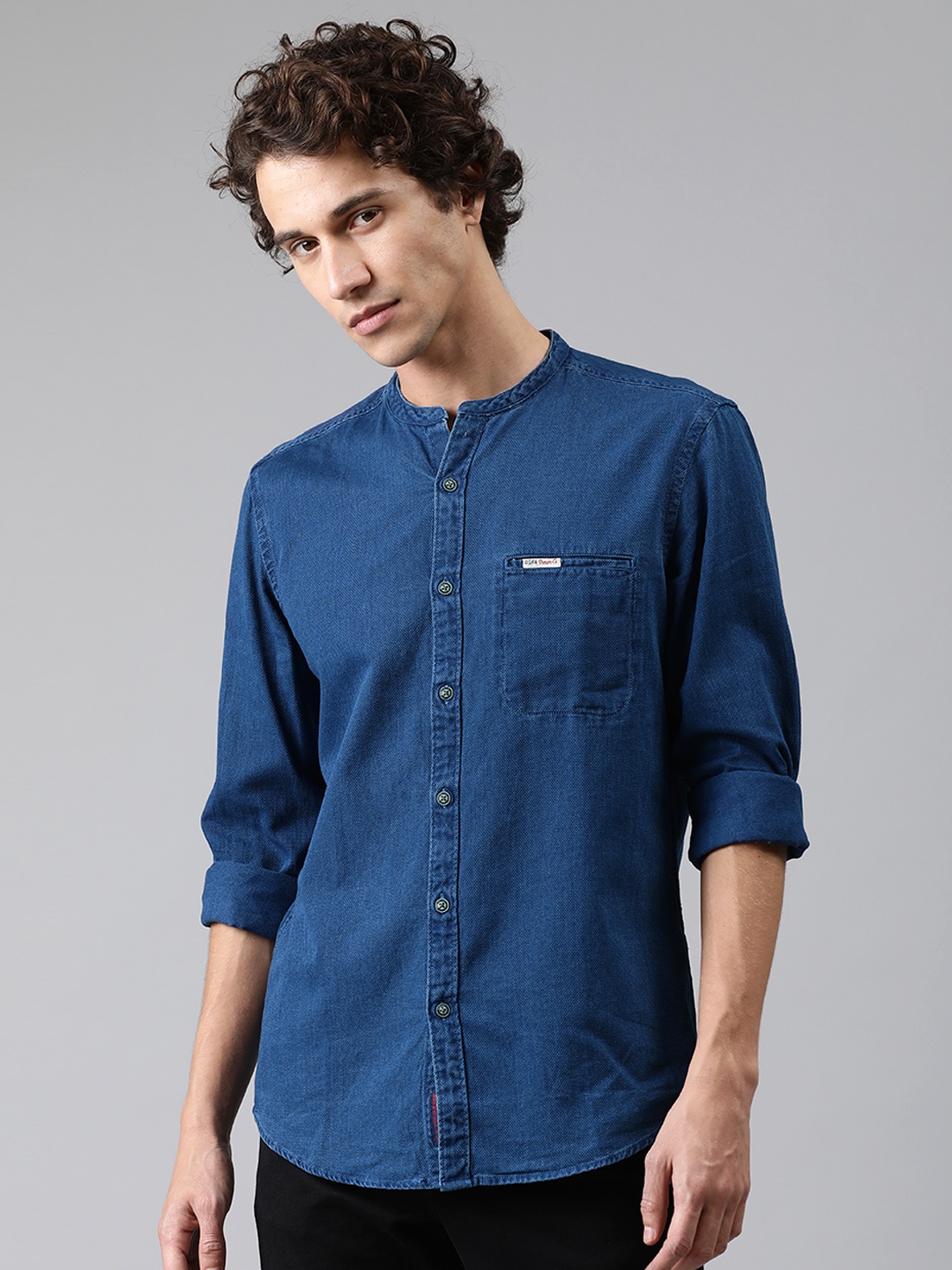 

U.S. Polo Assn. Denim Co. Men Blue Slim Fit Self Design Casual Shirt