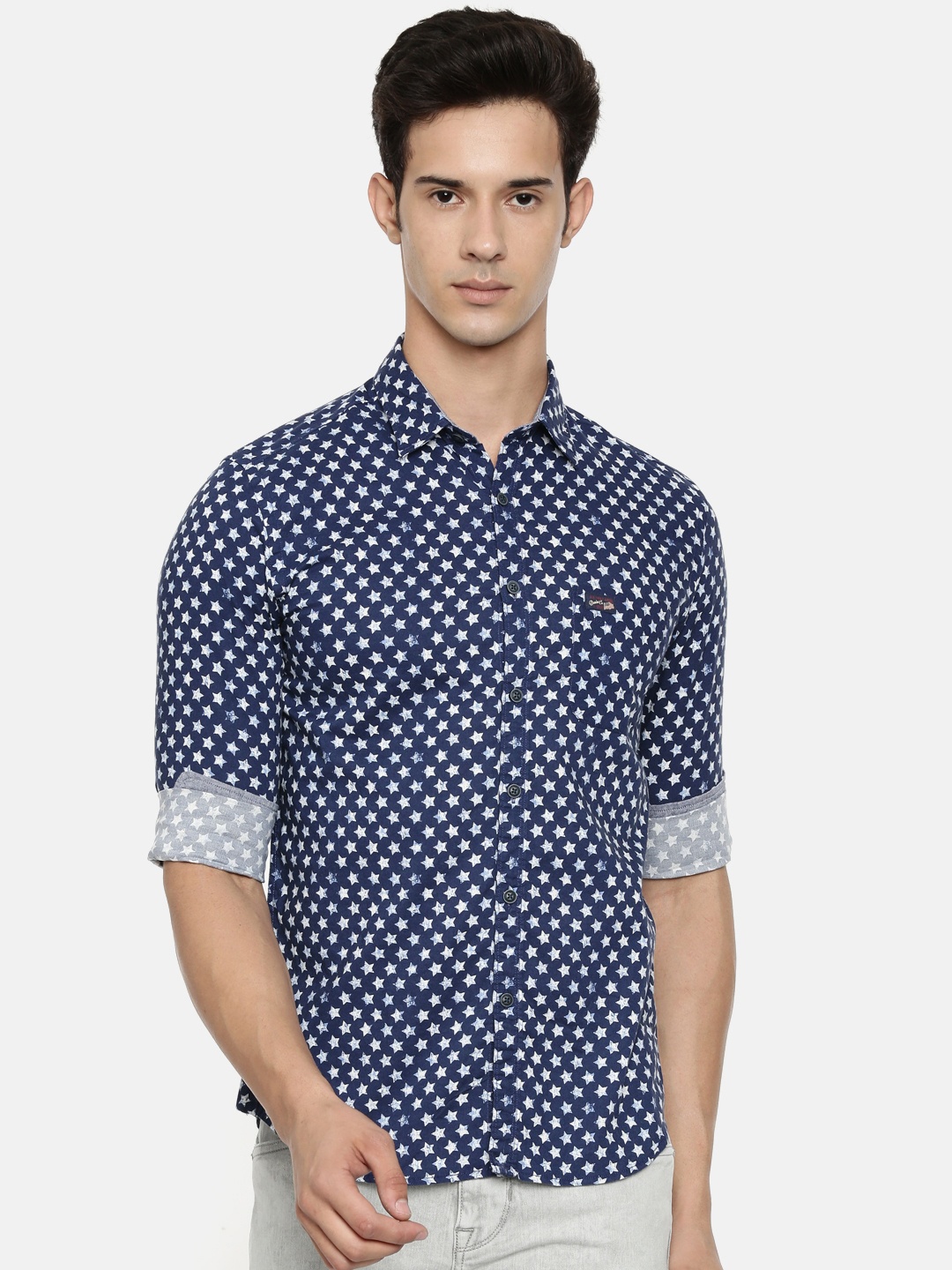

U.S. Polo Assn. Denim Co. Men Navy Blue & White Slim Fit Printed Casual Shirt