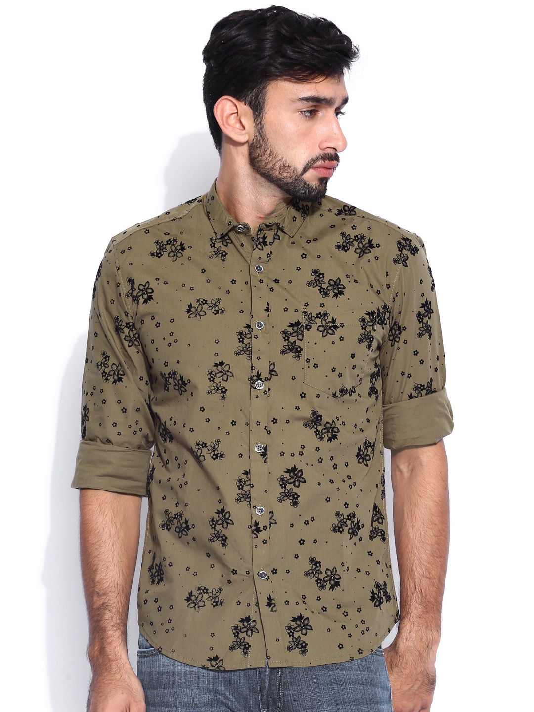 

Locomotive Olive Green Printed Shirt