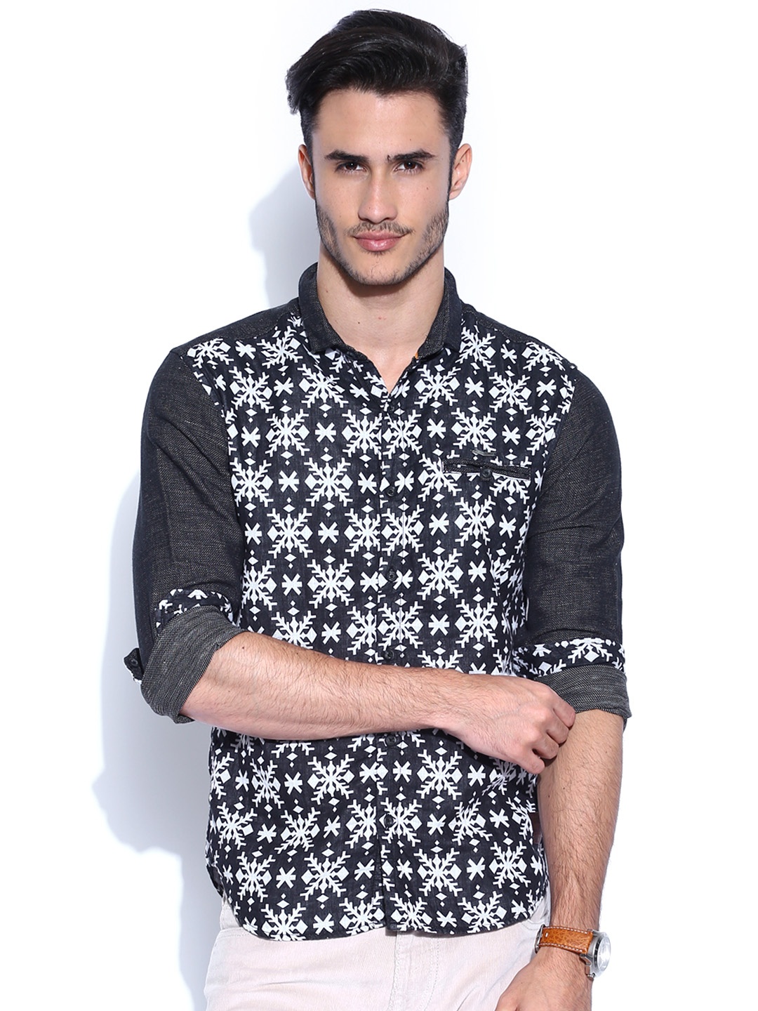 

Locomotive Black Printed Casual Shirt