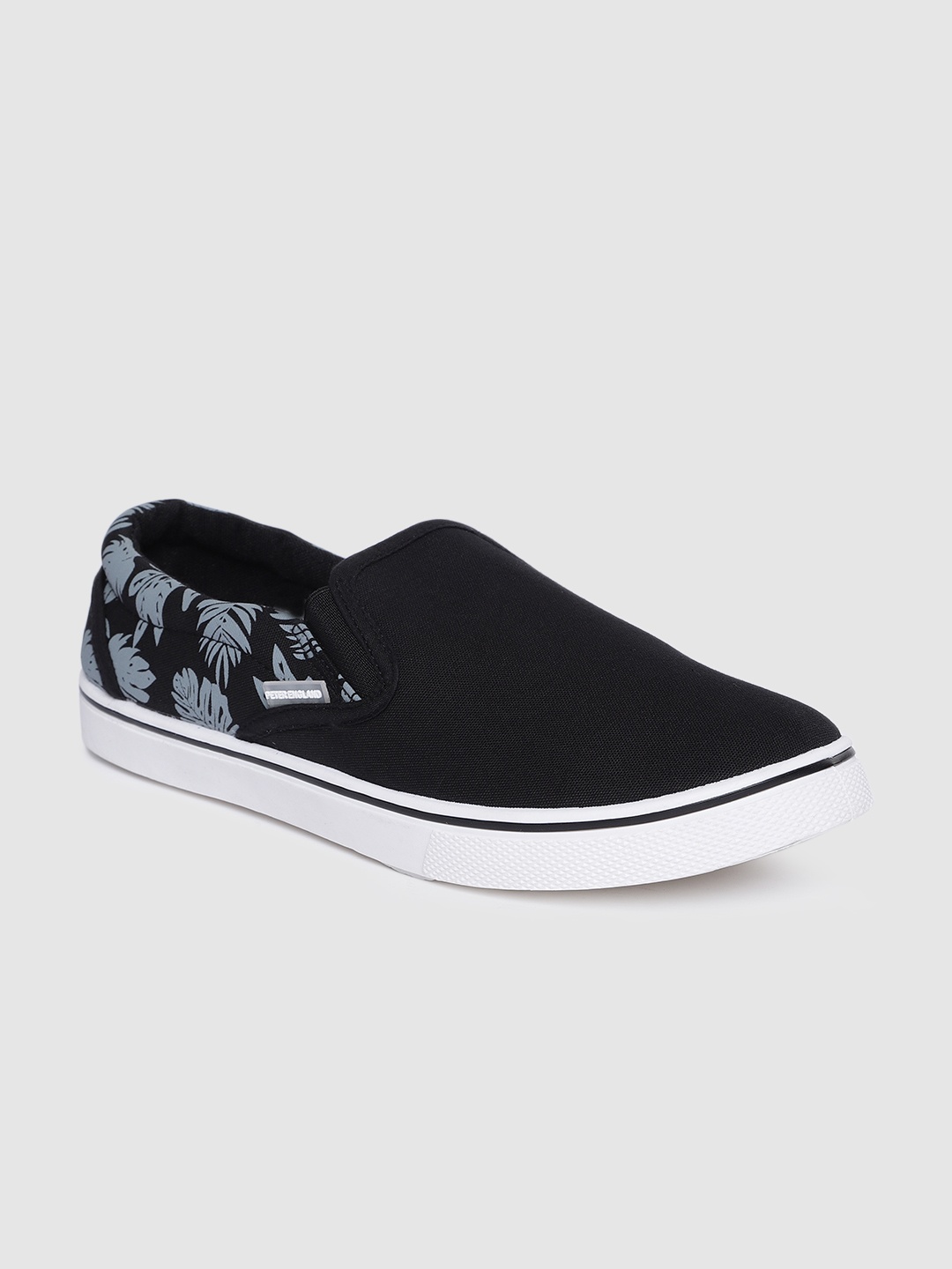 

Peter England Men Black Printed Slip-On Sneakers