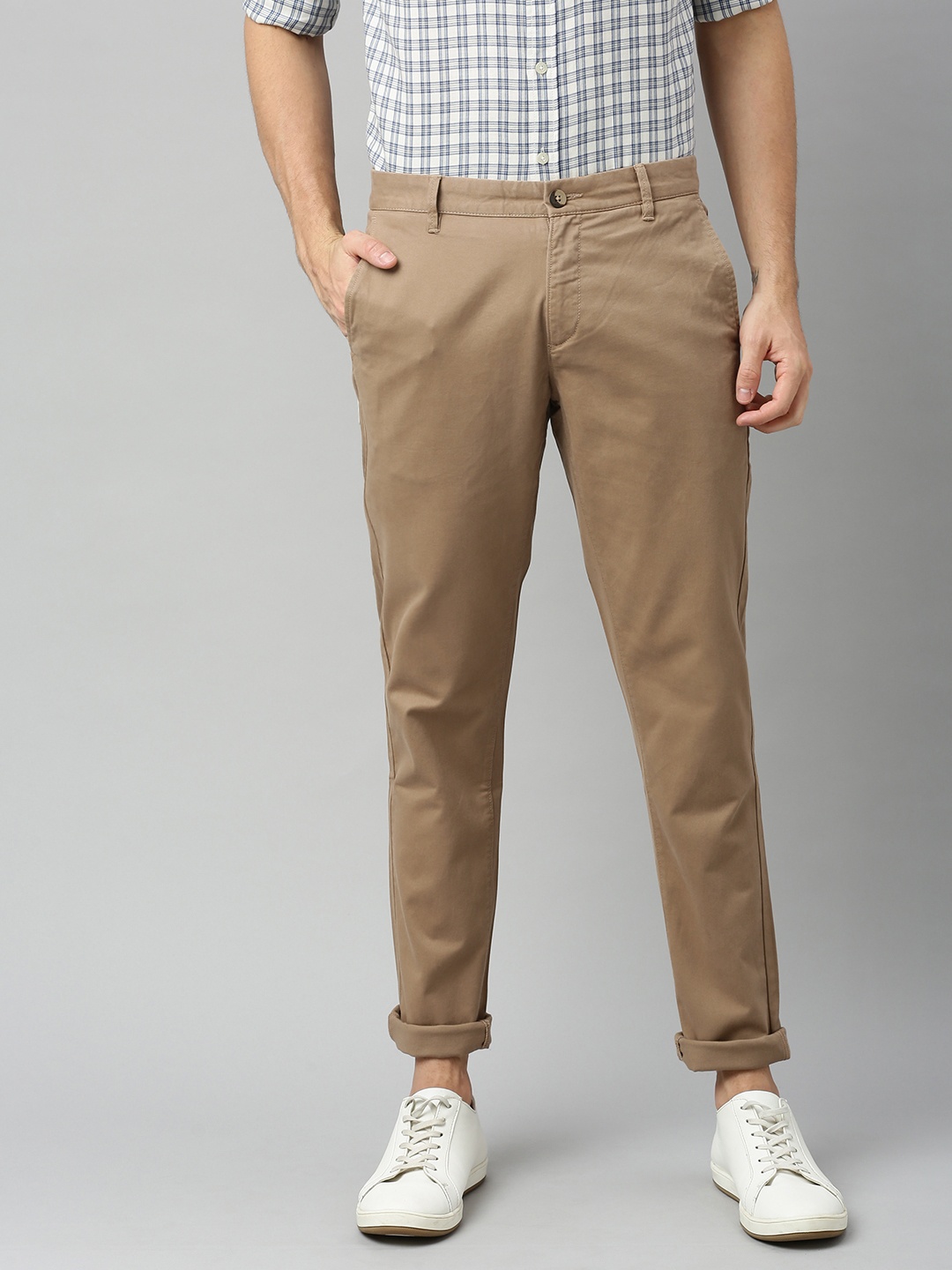 

U.S. Polo Assn. Men Khaki Slim Fit Solid Regular Trousers