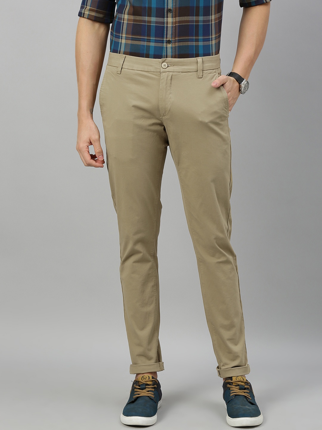 

U.S. Polo Assn. Men Beige Austin Trim Regular Fit Solid Trousers