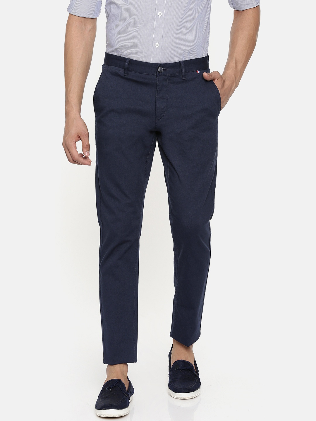 

U.S. Polo Assn. Men Navy Blue Austin Trim Fit Solid Regular Trousers