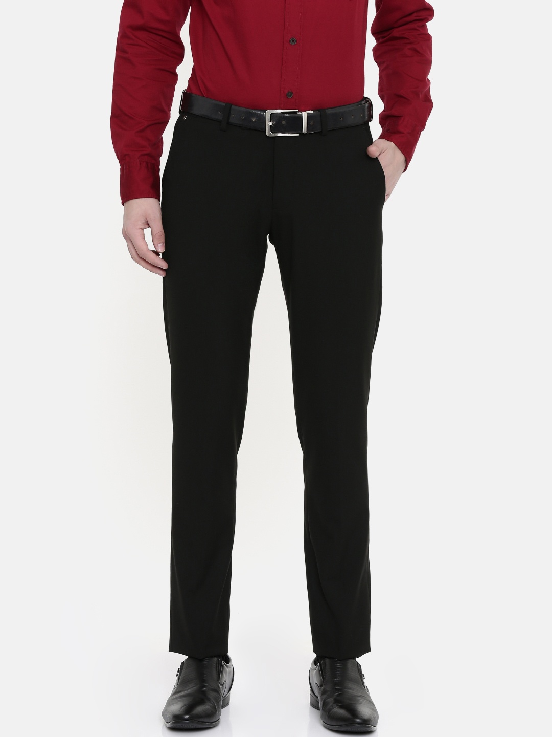 

U.S. Polo Assn. Men Black Slim Fit Solid Formal Trousers
