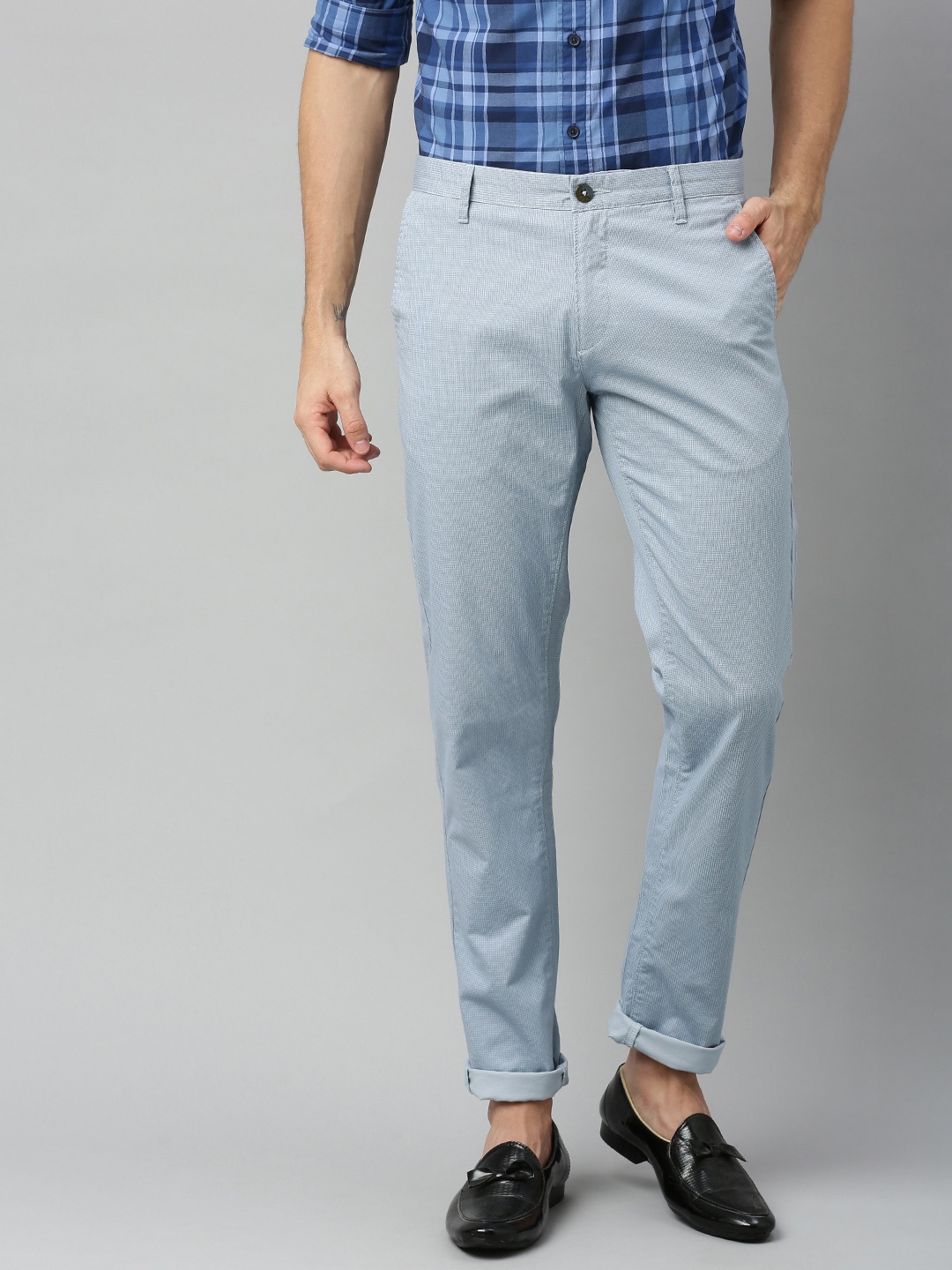 

U.S. Polo Assn. Men Blue Austin Trim Fit Solid Regular Trousers