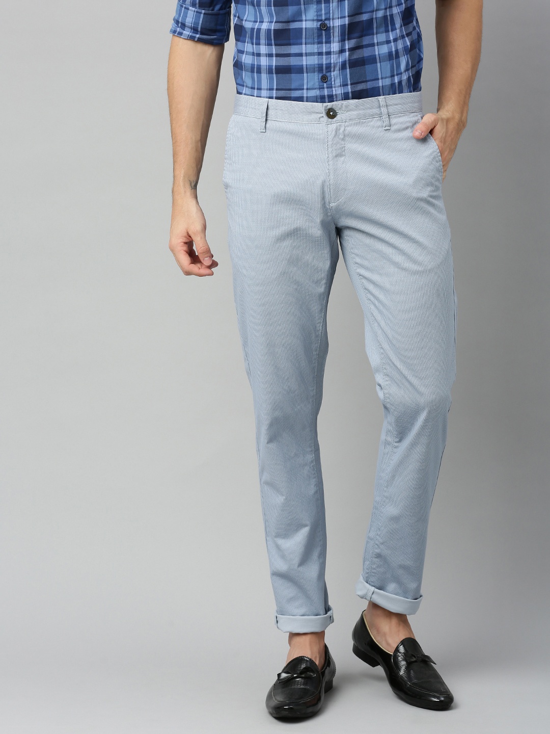 

U.S. Polo Assn. Men Blue Slim Fit Solid Regular Trousers