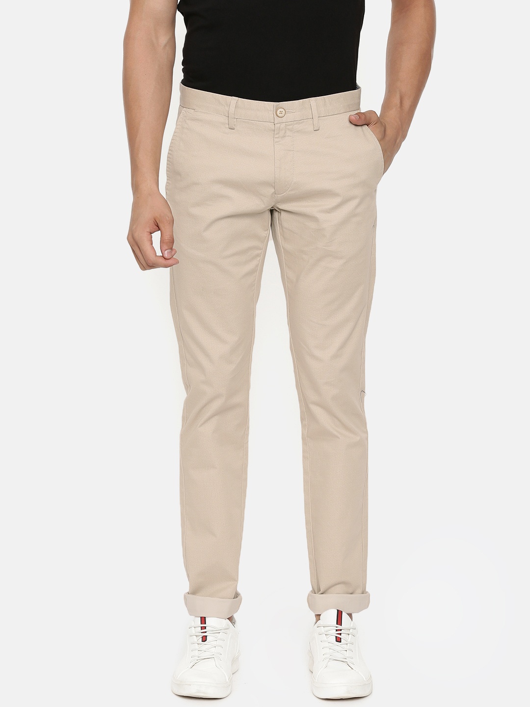

U.S. Polo Assn. Men Beige Slim Fit Printed Chinos