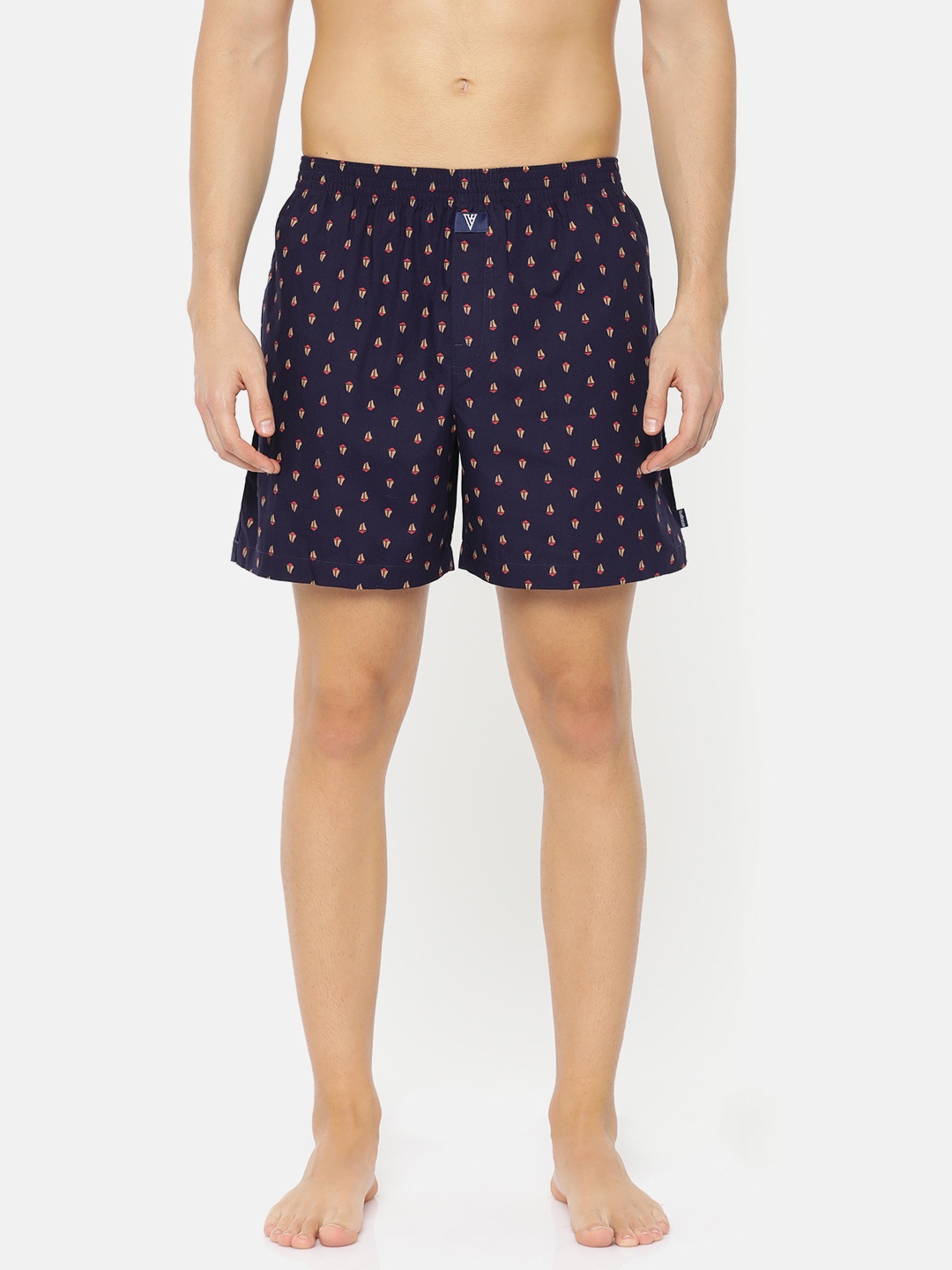 

Van Heusen Men Navy Printed Elasticized Waistband Printed Boxers, Navy blue