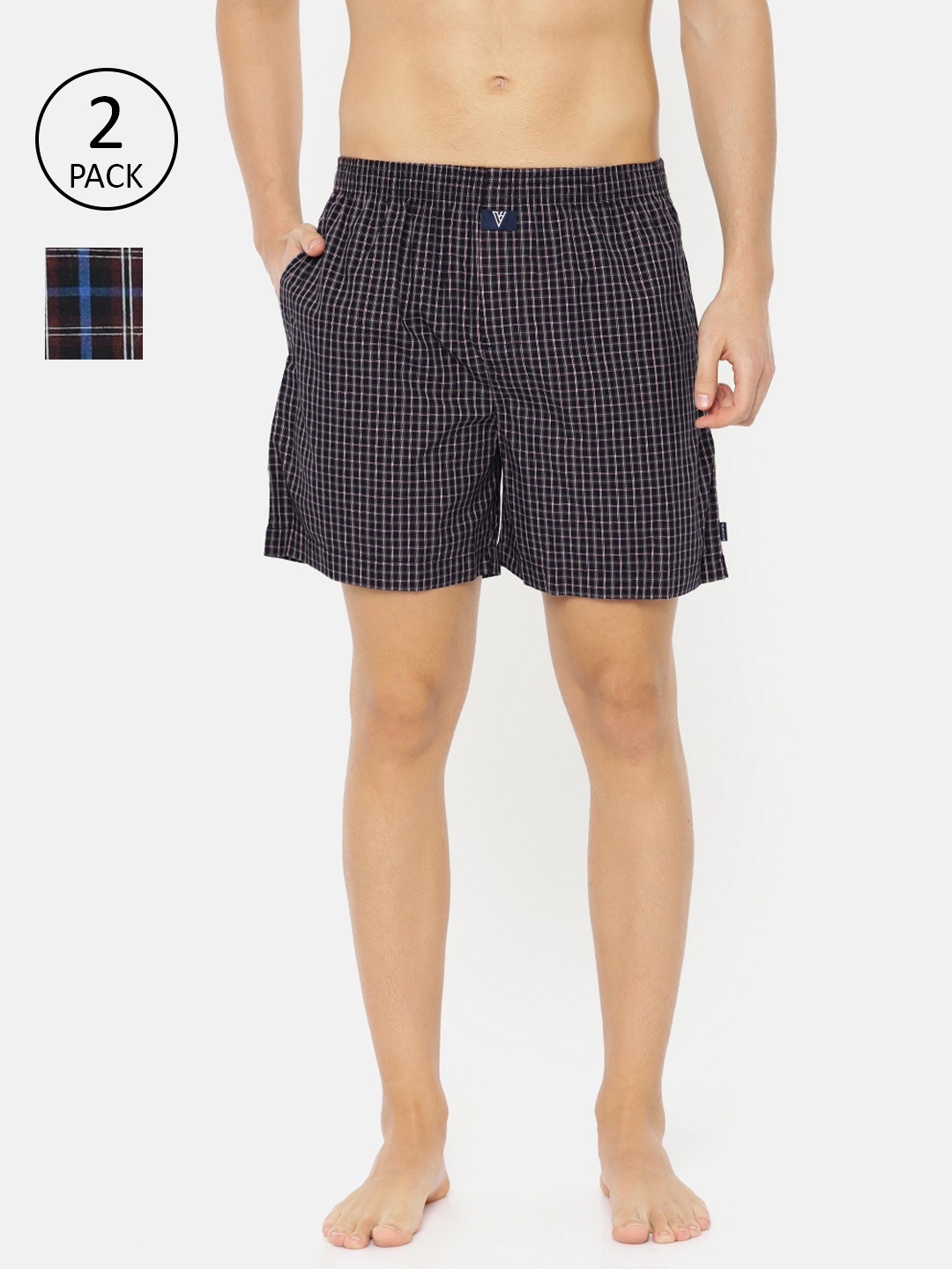 

Van Heusen Men Pack of 2 Assorted Checkered Side Pocket Superior Lustre Boxer Shorts
