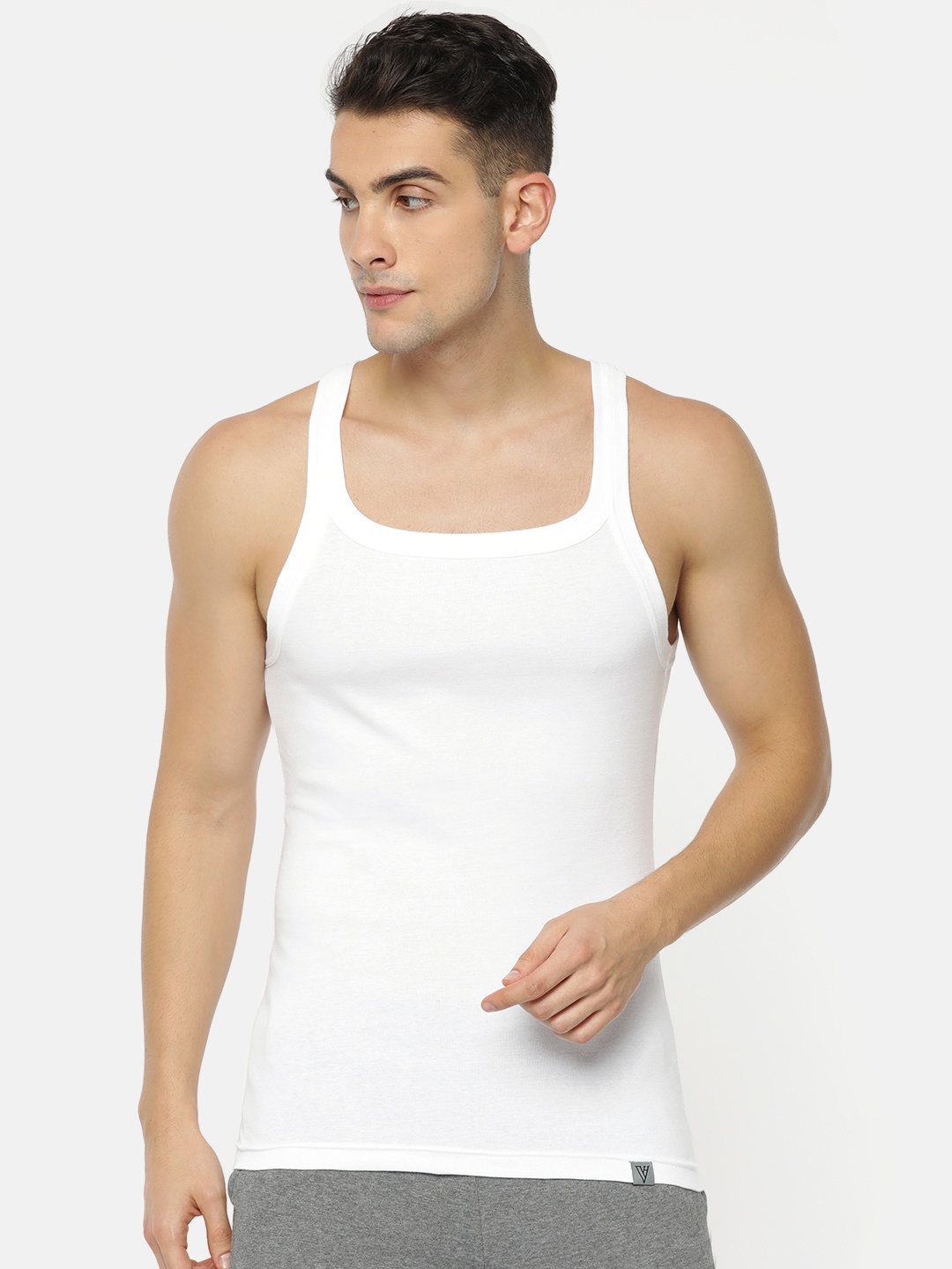 

Van Heusen Athleisure Men Solid Quick Dry Ultra Soft Gym Vest, White