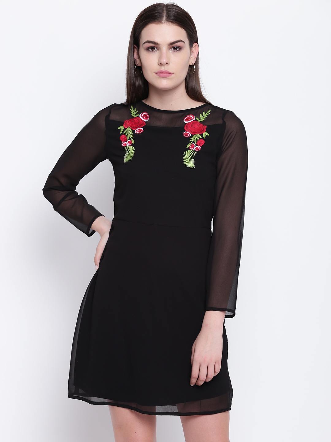 

DODO & MOA Women Black Solid A-Line Dress