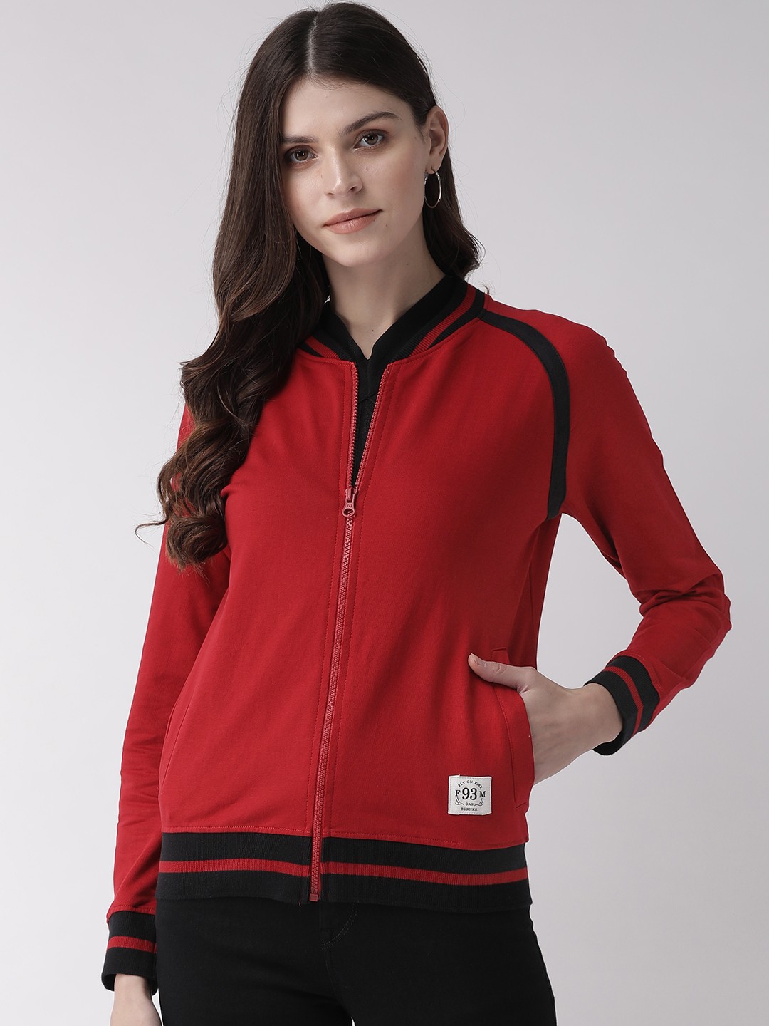 

Flying Machine Women Red Solid Sweatshirt