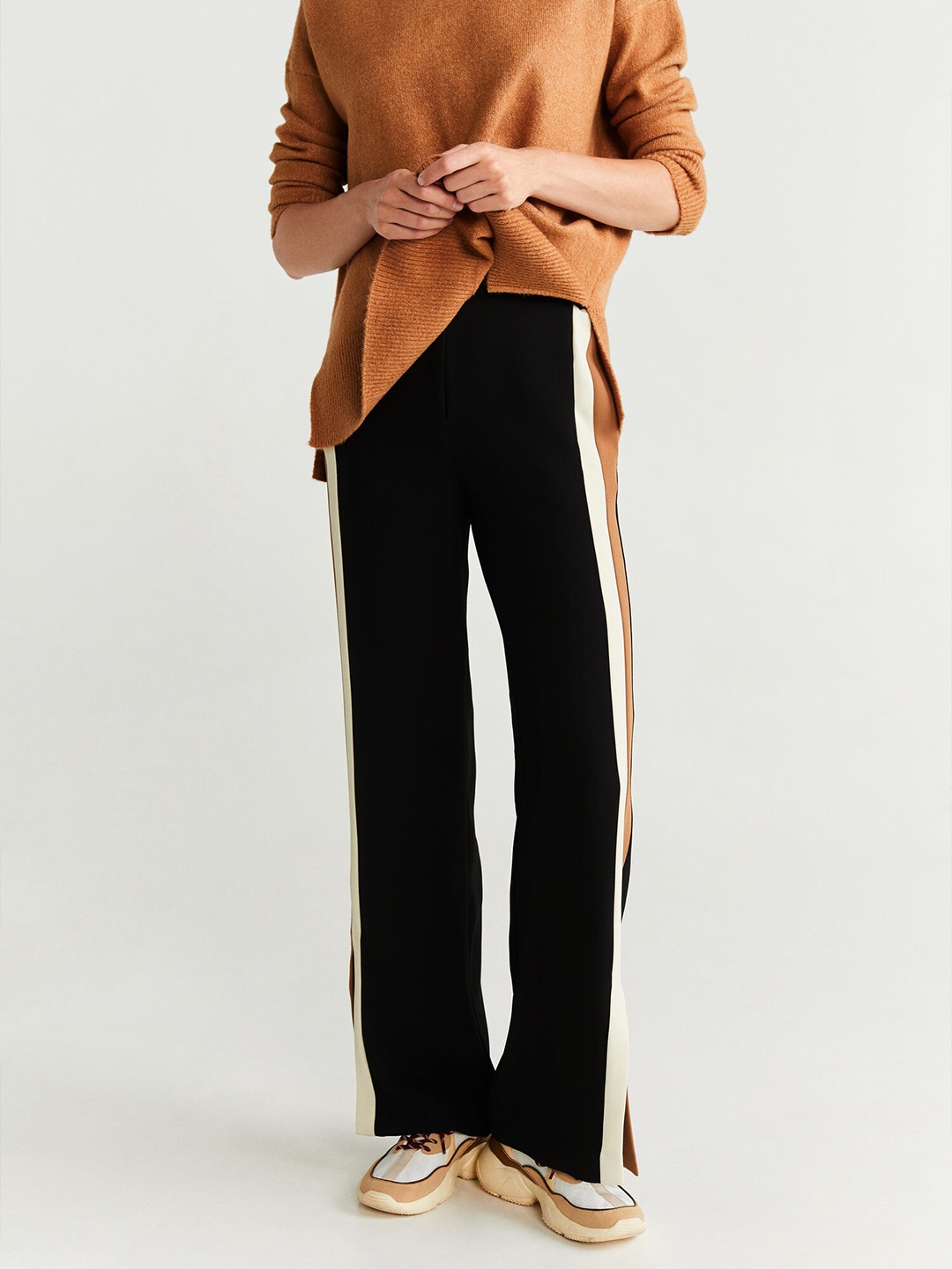 

MANGO Women Black Regular Fit Solid Parallel Trousers