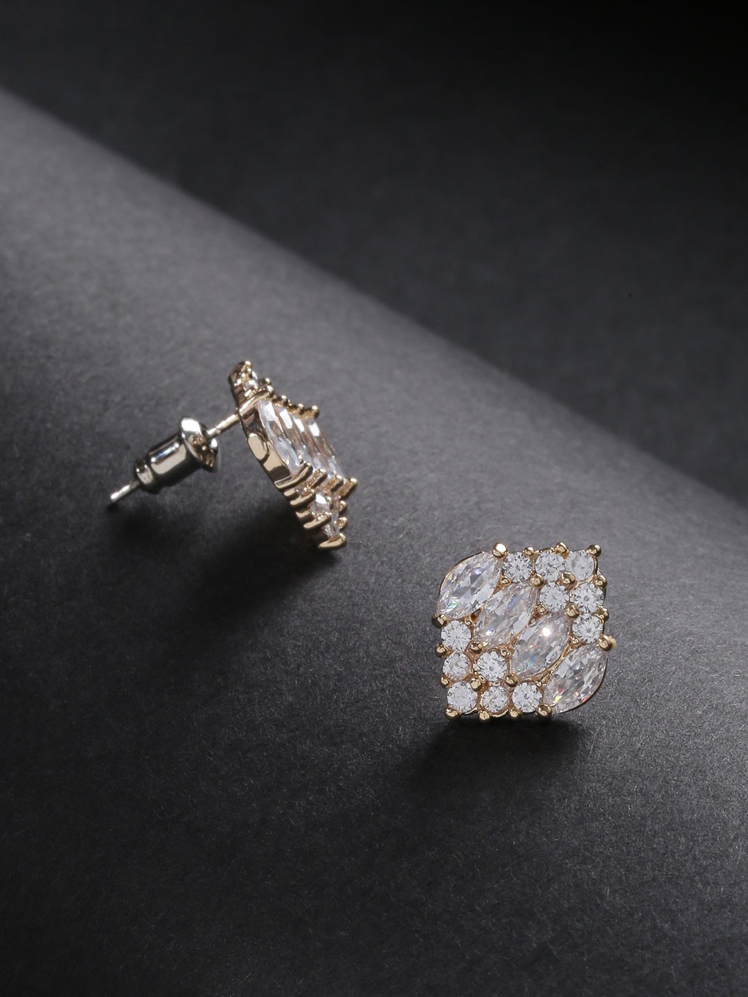 

Carlton London Gold-Plated CZ-Studded Contemporary Studs