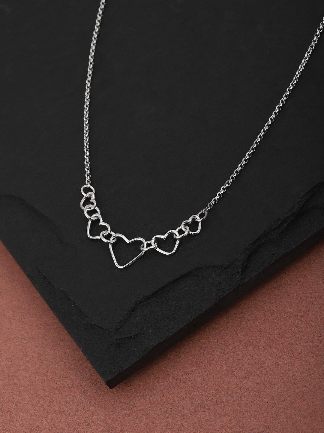 

Carlton London Silver-Toned Rhodium-Plated Heart-Shaped Necklace