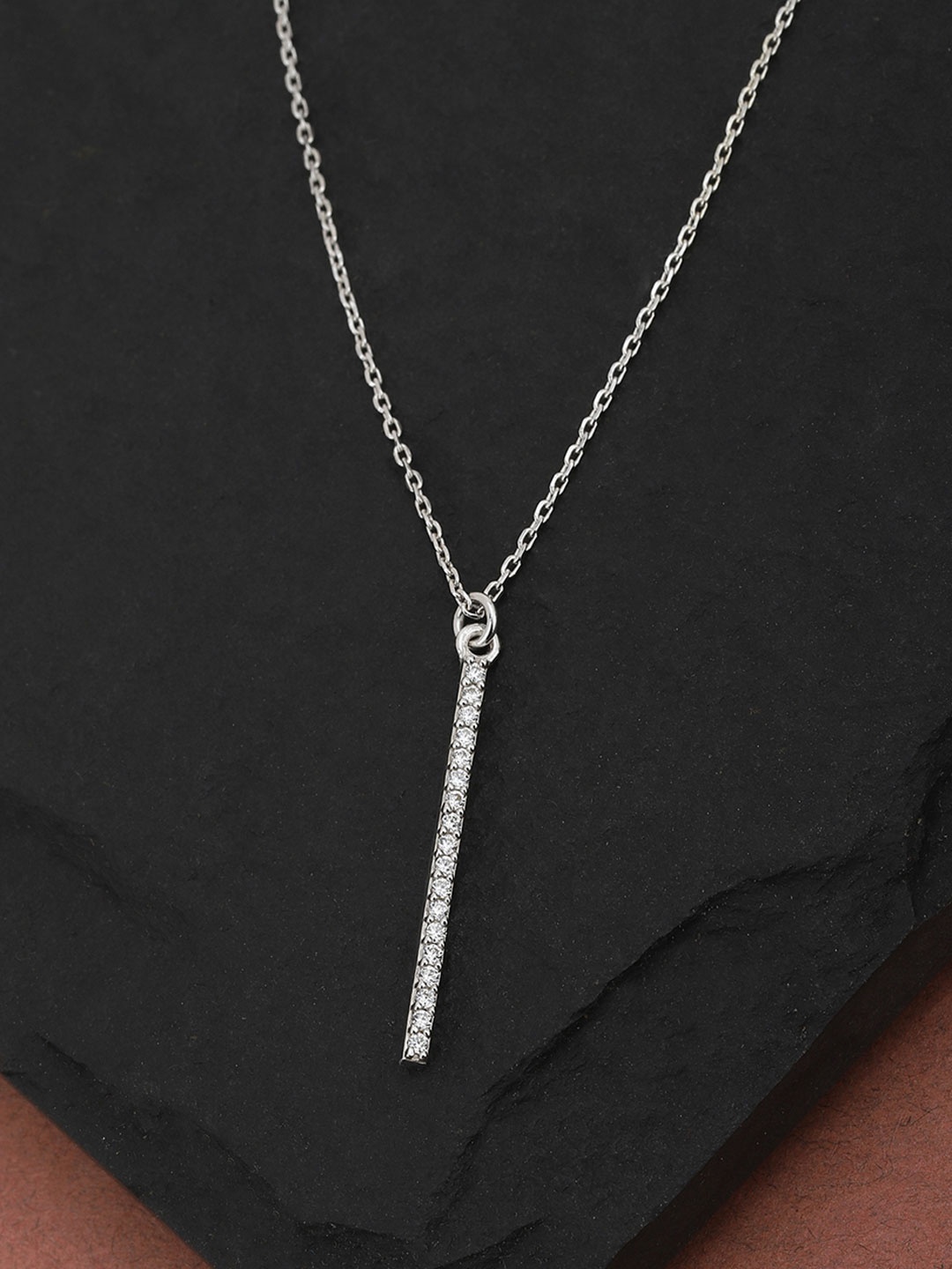 

Carlton London Rhodium-Plated CZ-Studded Necklace, Silver