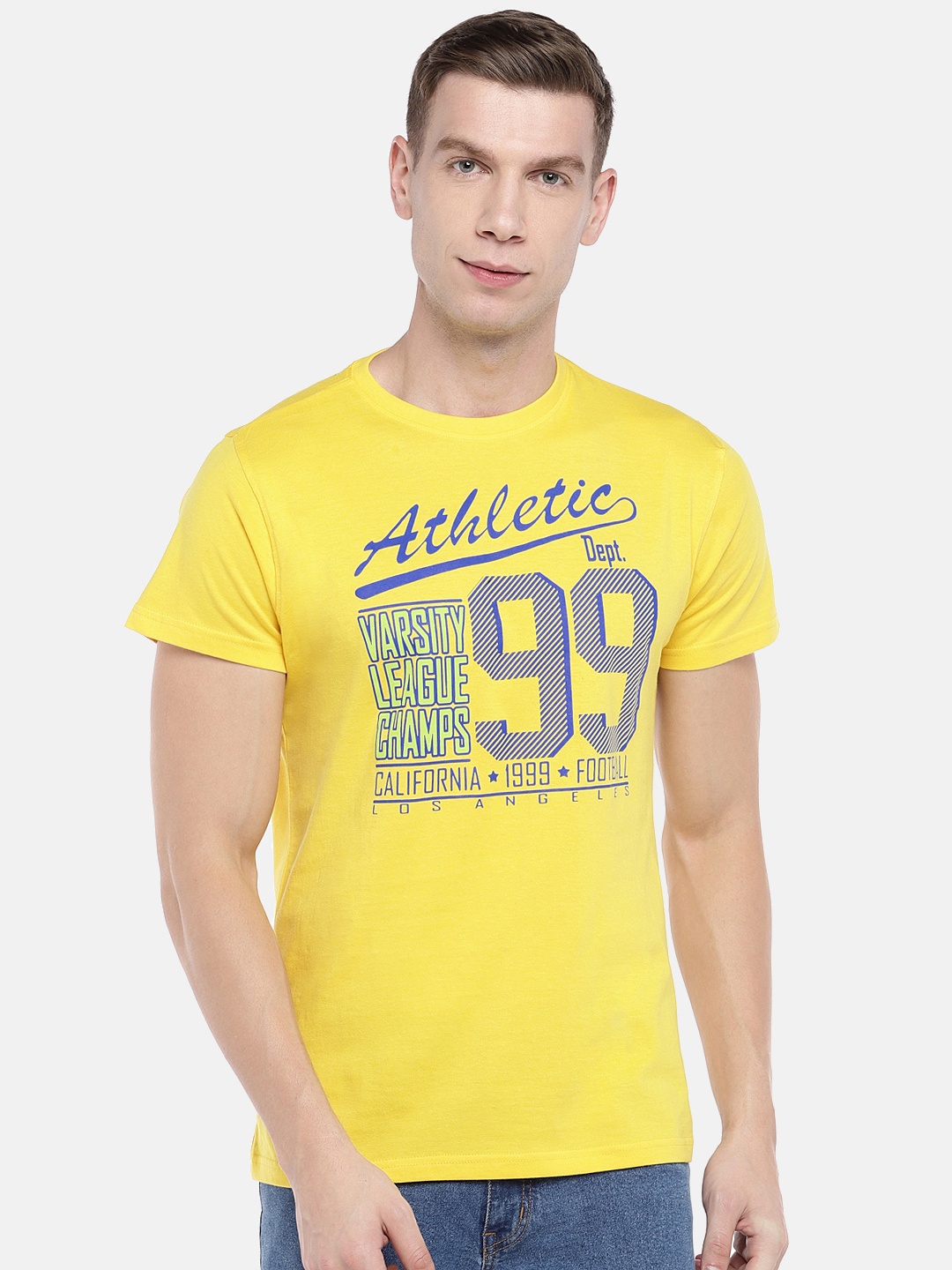 

Globus Men Yellow Printed Round Neck T-shirt